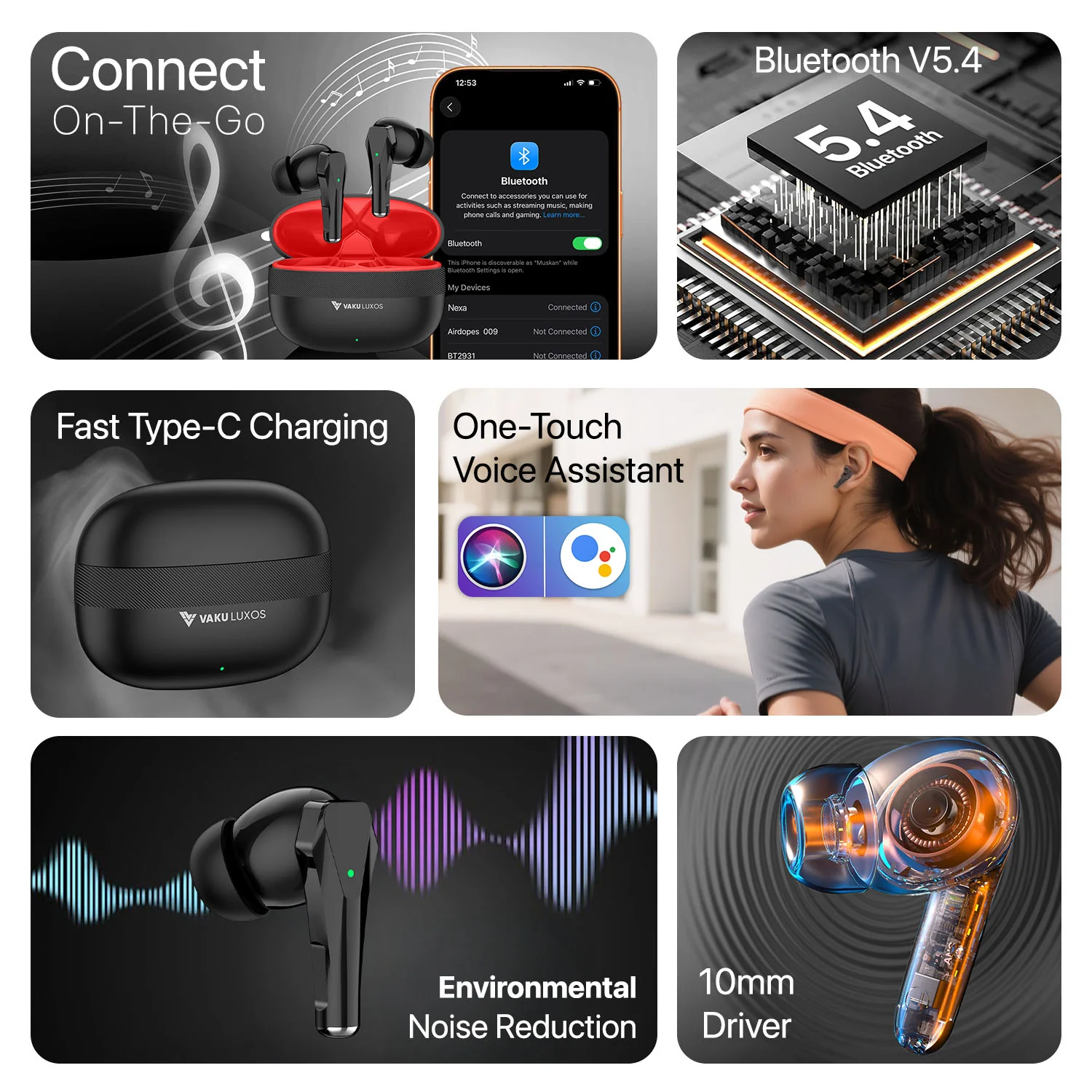 Vaku Luxos ® NEXA True Wireless Earbuds with Smart Touch Controls - Image 12