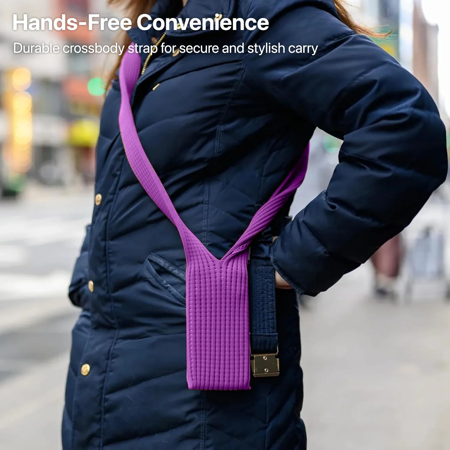 Vaku Luxos ® Soft 3D-Knitted Phone Pocket Scarf Strap Hands-Free Crossbody Phone Holder - Image 9