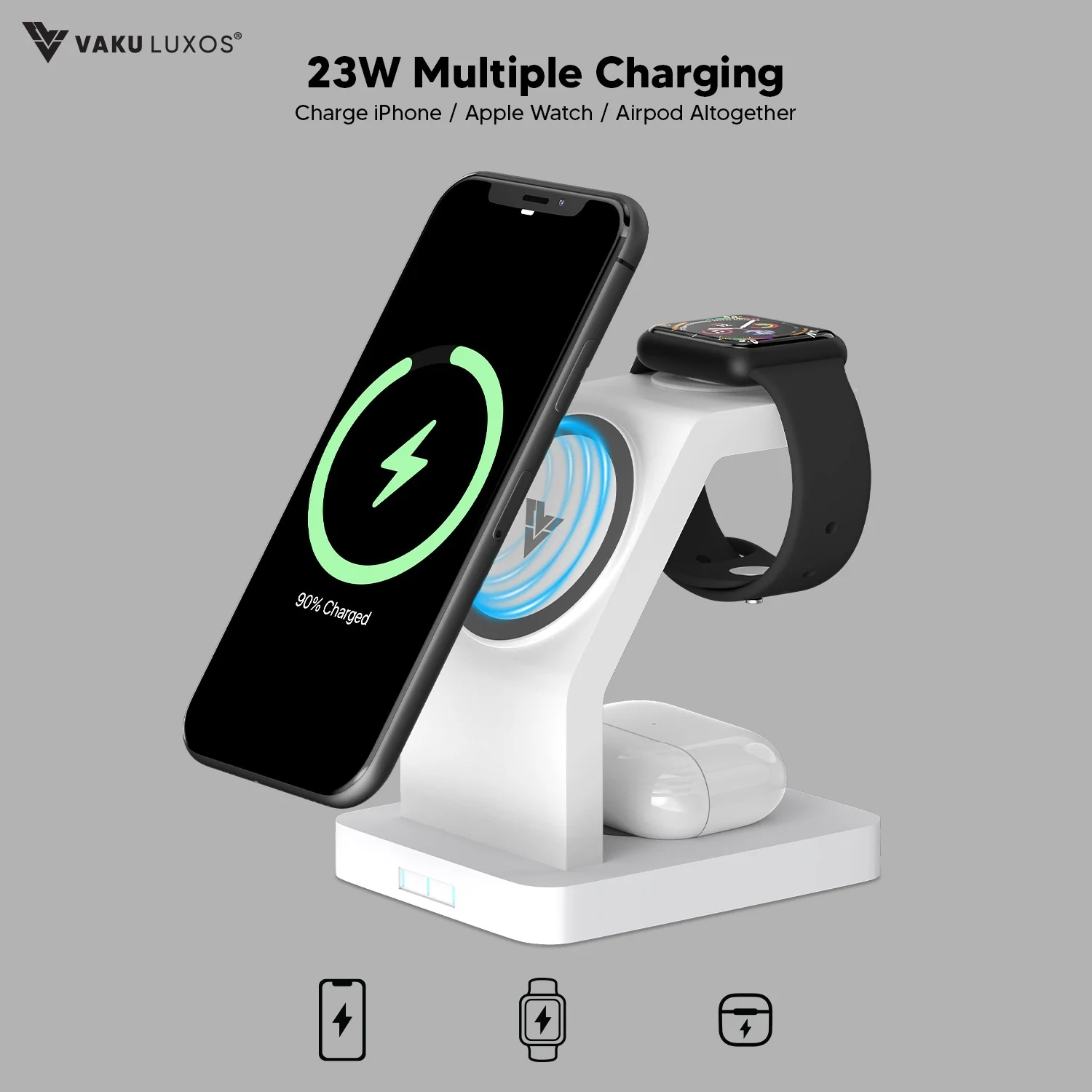 Vaku Luxos ® TRINITY 23W 3IN1 Wireless Charger - Image 11