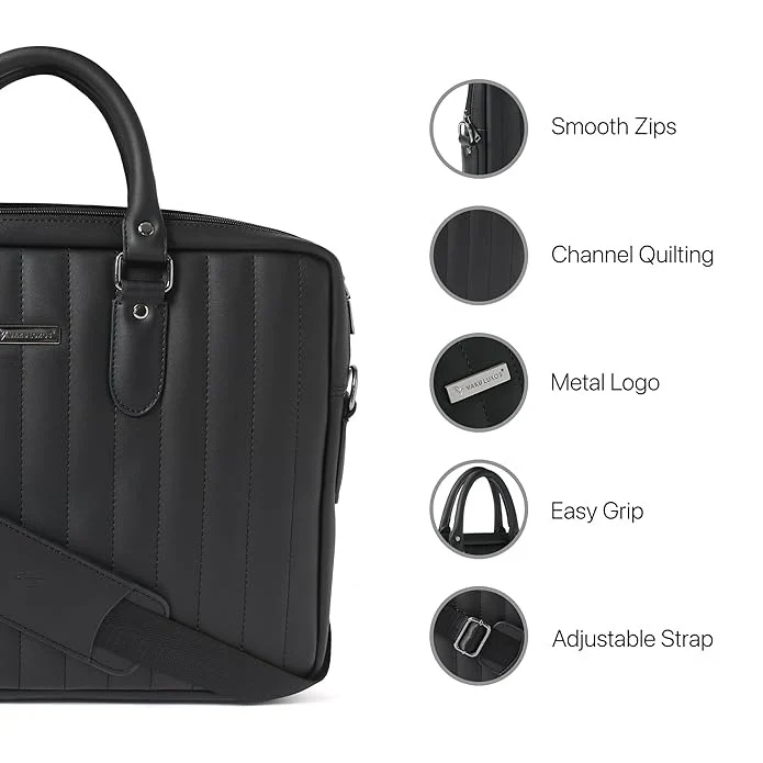 Vaku Luxos ® Venesa 14 inch Laptop Bag Premium PU Leather Laptop Sleeve Messenger Bag - Image 2