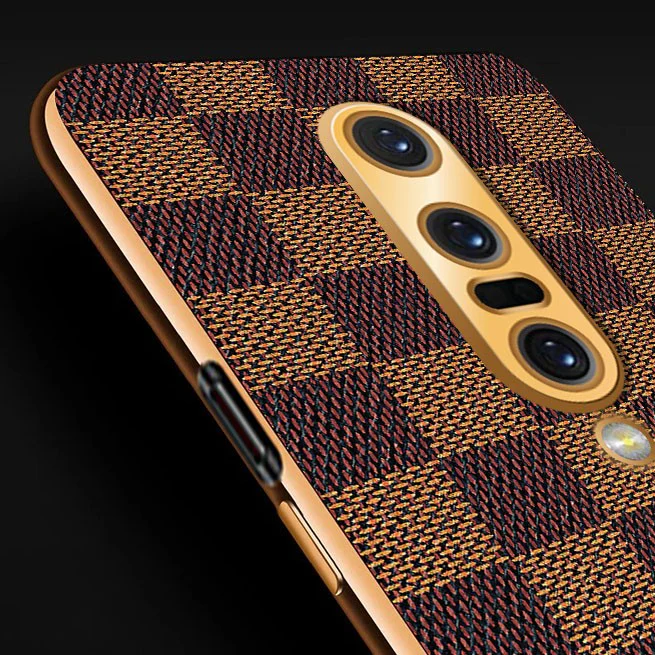 Vaku® OnePlus 7 Pro Cheron Series Leather Stitched Gold Electroplated Soft TPU Back Cover - Image 2