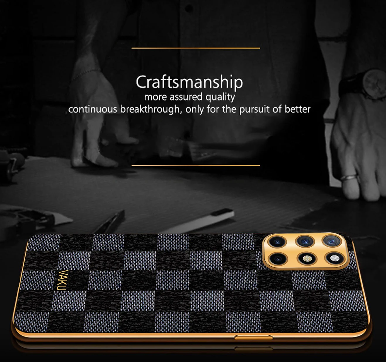 Vaku® OnePlus 9R Cheron Leather Electroplated Soft TPU Back Cover - Image 2