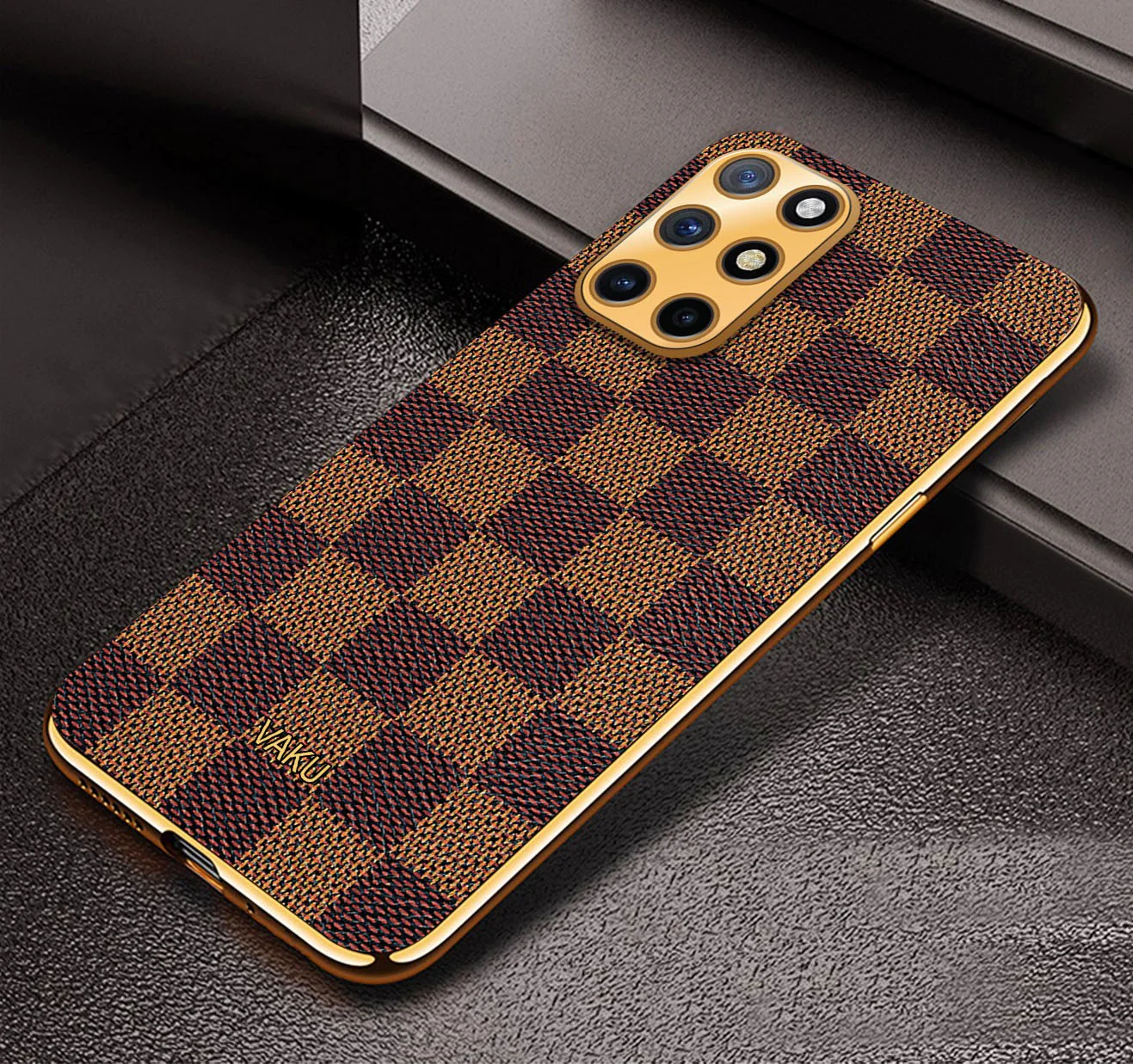 Vaku® OnePlus 9R Cheron Leather Electroplated Soft TPU Back Cover - Image 5