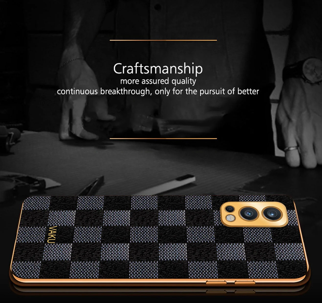 Vaku® OnePlus Nord 2 Cheron Leather Electroplated Soft TPU Back Cover - Image 4