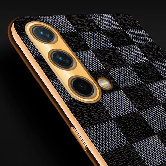 Vaku® OnePlus Nord CE Cheron Series Leather Stitched Gold Electroplated Soft TPU Back Cover - Image 2