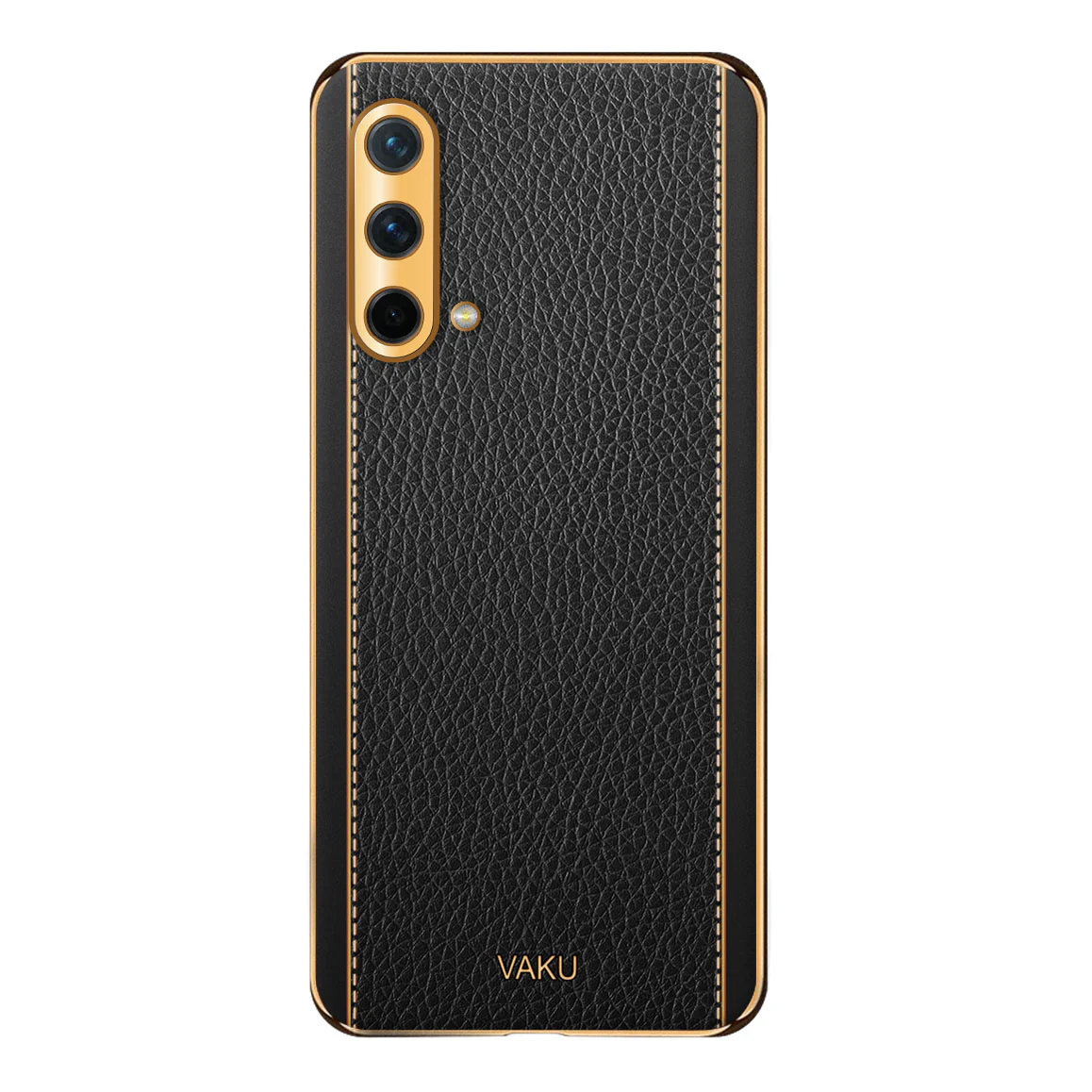 Vaku® OnePlus Nord CE Luxemberg Series Leather Stitched Gold Electroplated Soft TPU Back Cover - Image 10