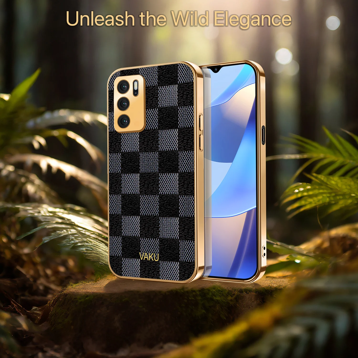 Vaku® Oppo A16 Cheron Leather Electroplated Soft TPU Back Cover - Image 6