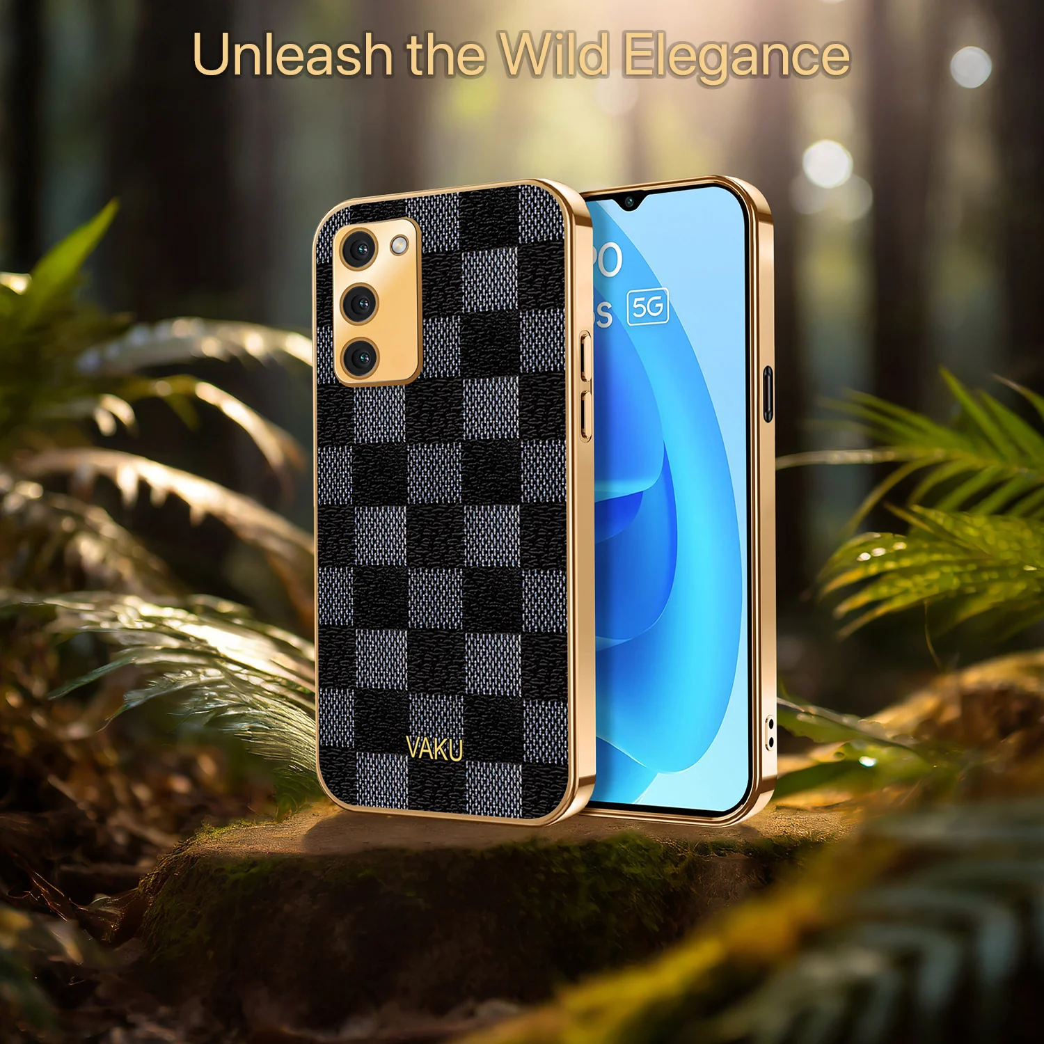 Vaku® Oppo A53s 5G Cheron Leather Electroplated Soft TPU Back Cover - Image 6