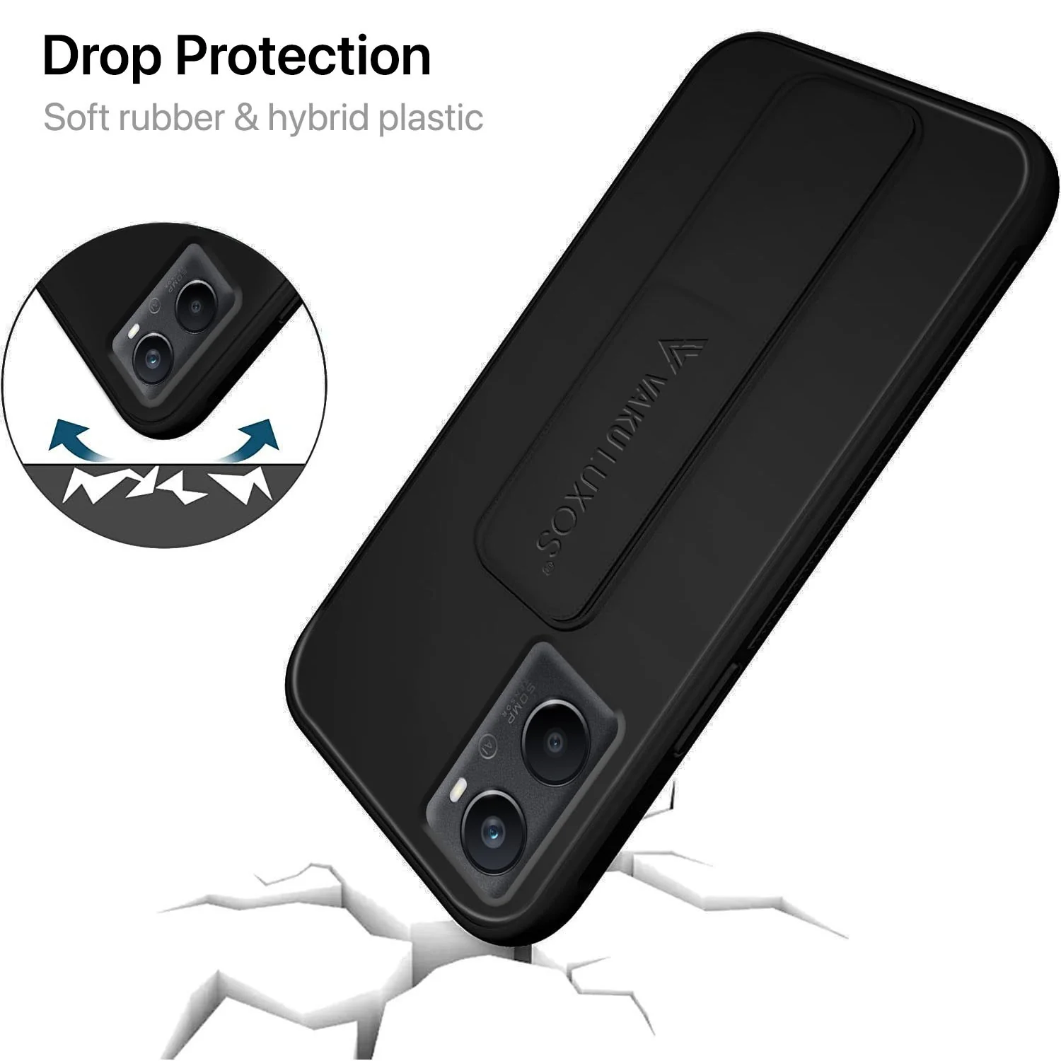 Vaku ® Oppo A76 / A96 Harbor Grip Multi-Functional TPU Back Cover - Image 6