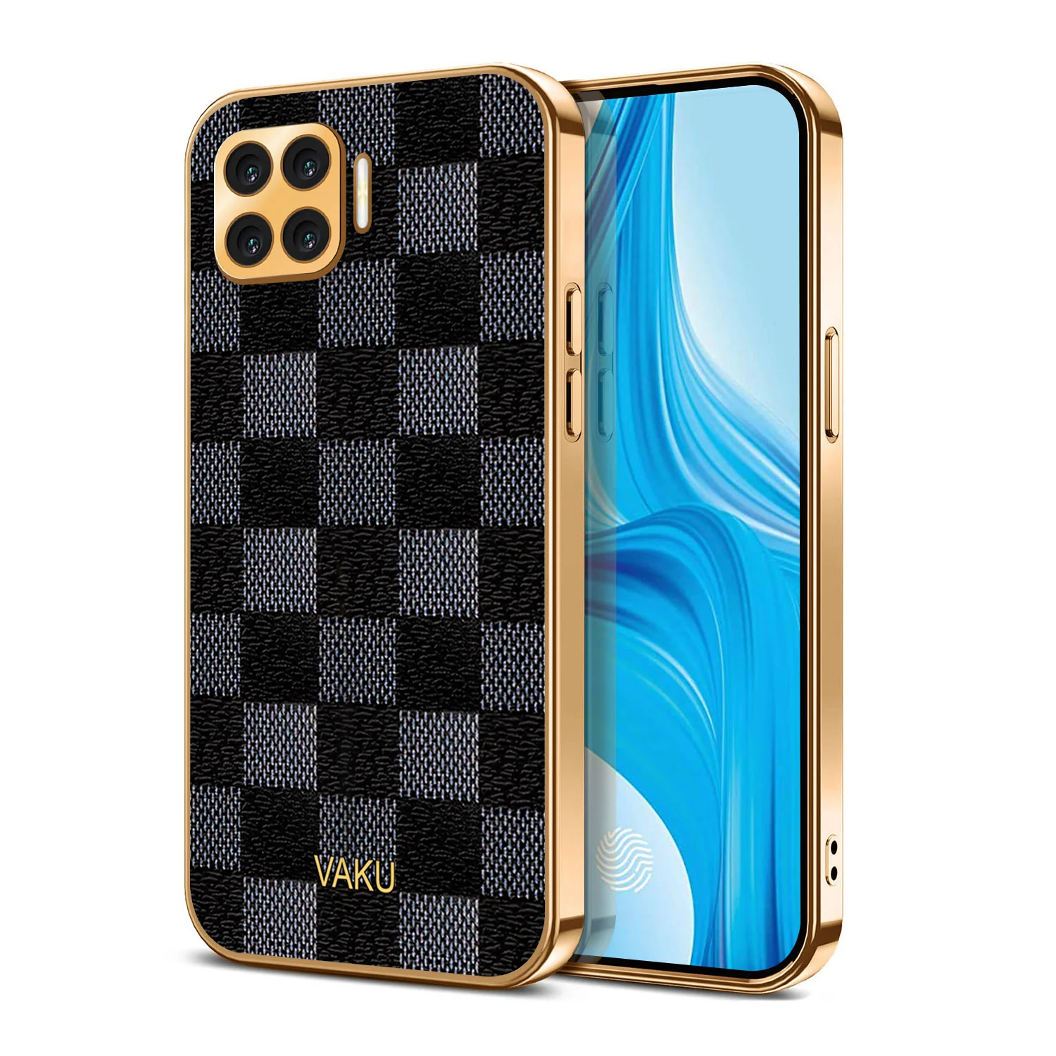 Vaku® Oppo F17 Cheron Leather Electroplated Soft TPU Back Cover - Image 2