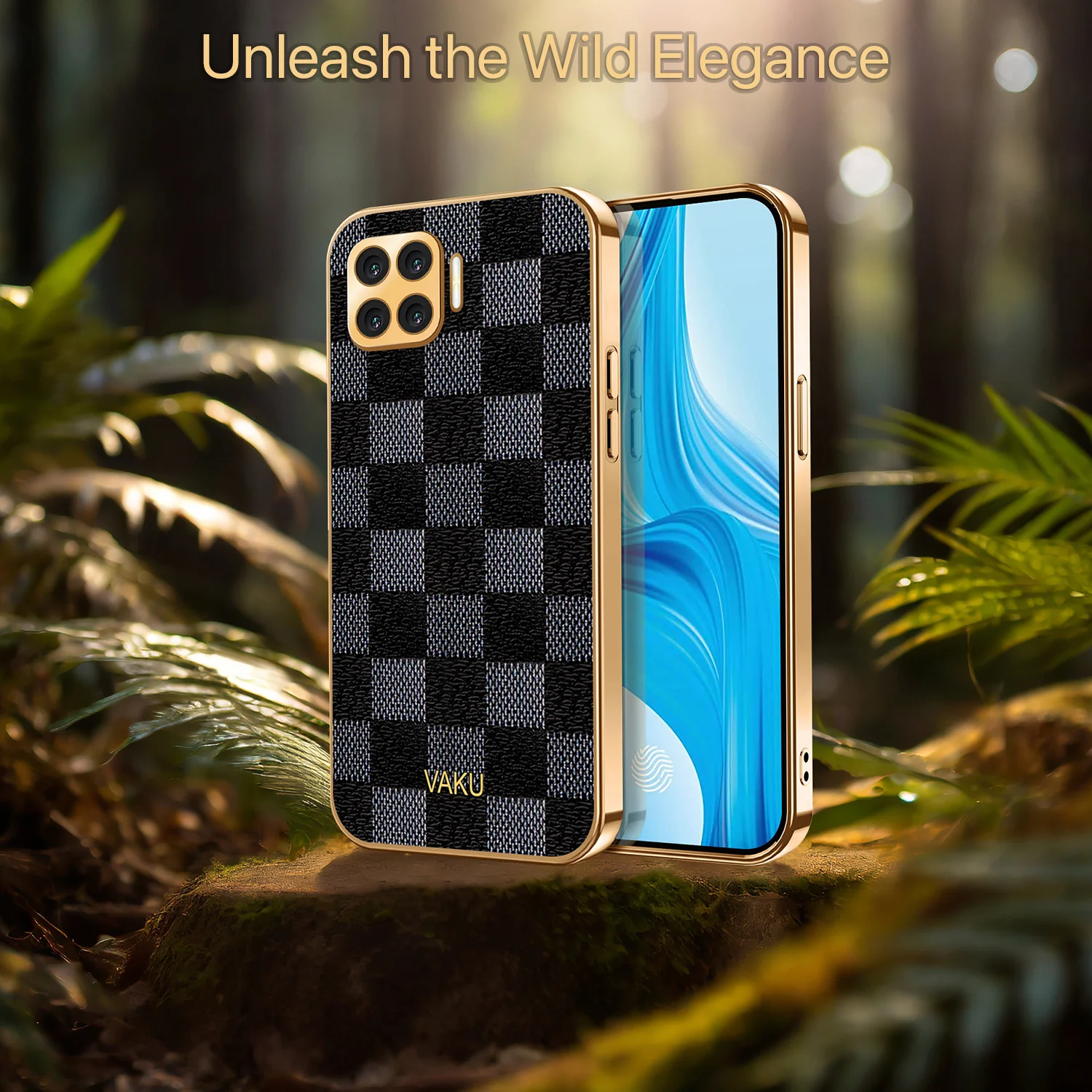Vaku® Oppo F17 Cheron Leather Electroplated Soft TPU Back Cover - Image 6