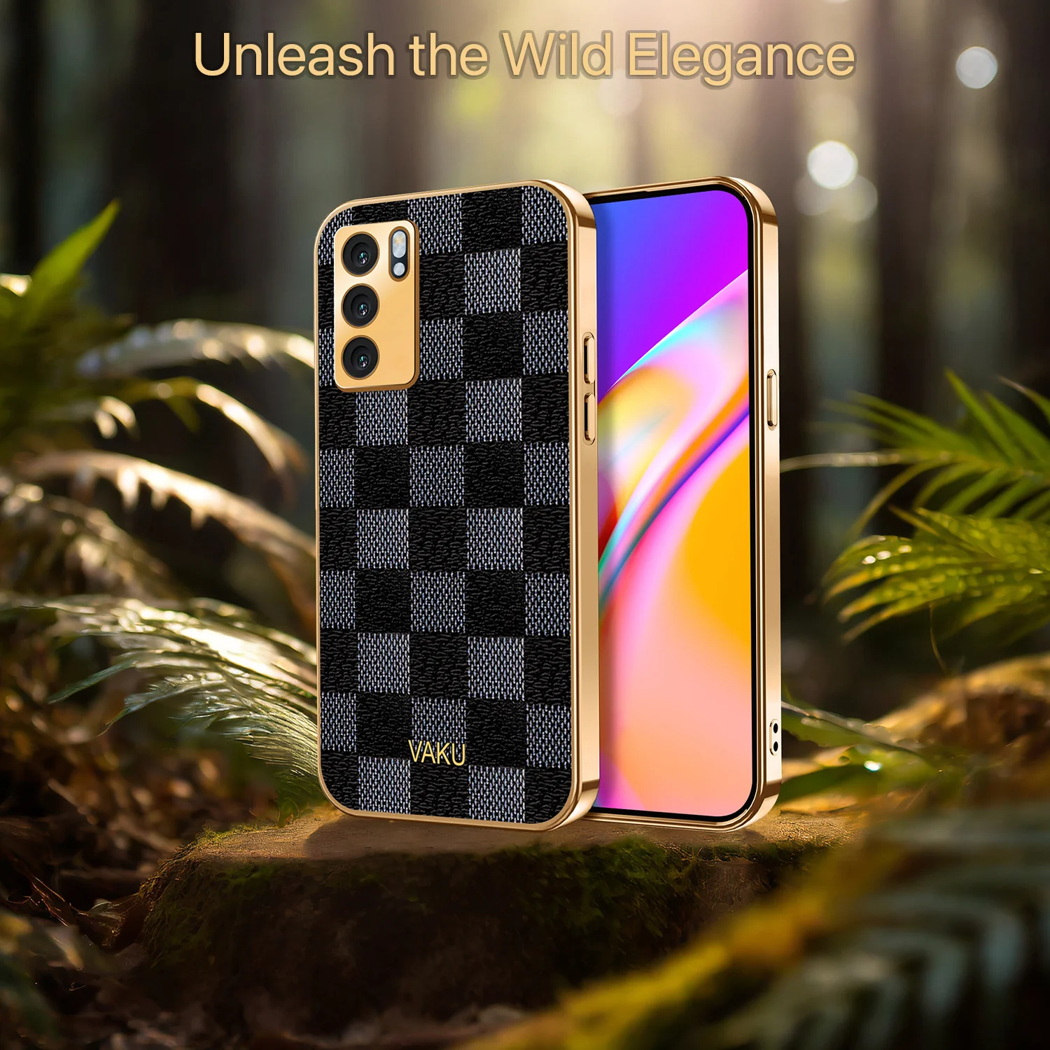 Vaku® Oppo Reno6 5G Cheron Leather Electroplated Soft TPU Back Cover - Image 6