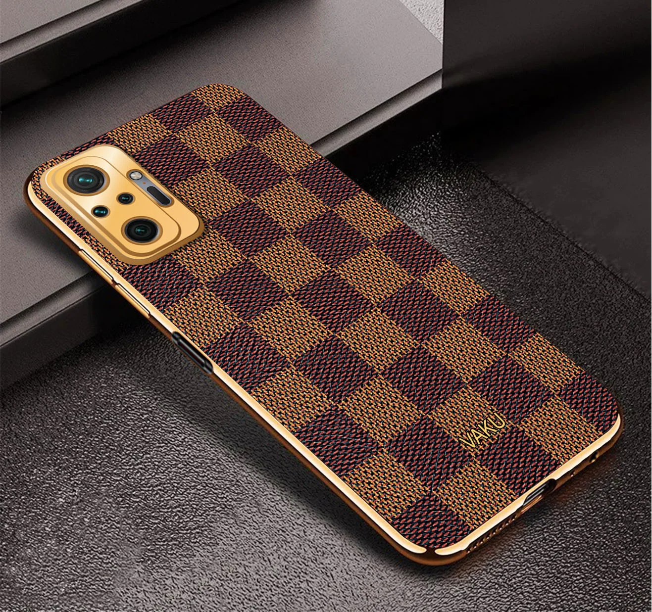 Vaku® Redmi Note 10 Pro Cheron Leather Electroplated Soft TPU Back Cover - Image 3