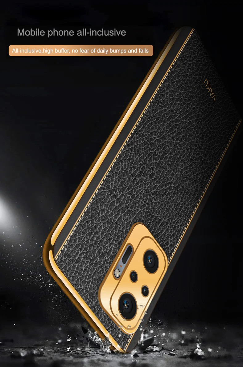 Vaku® Redmi Note 10 Pro Luxemberg Series Leather Stitched Gold Electroplated Soft TPU Back Cover - Image 12