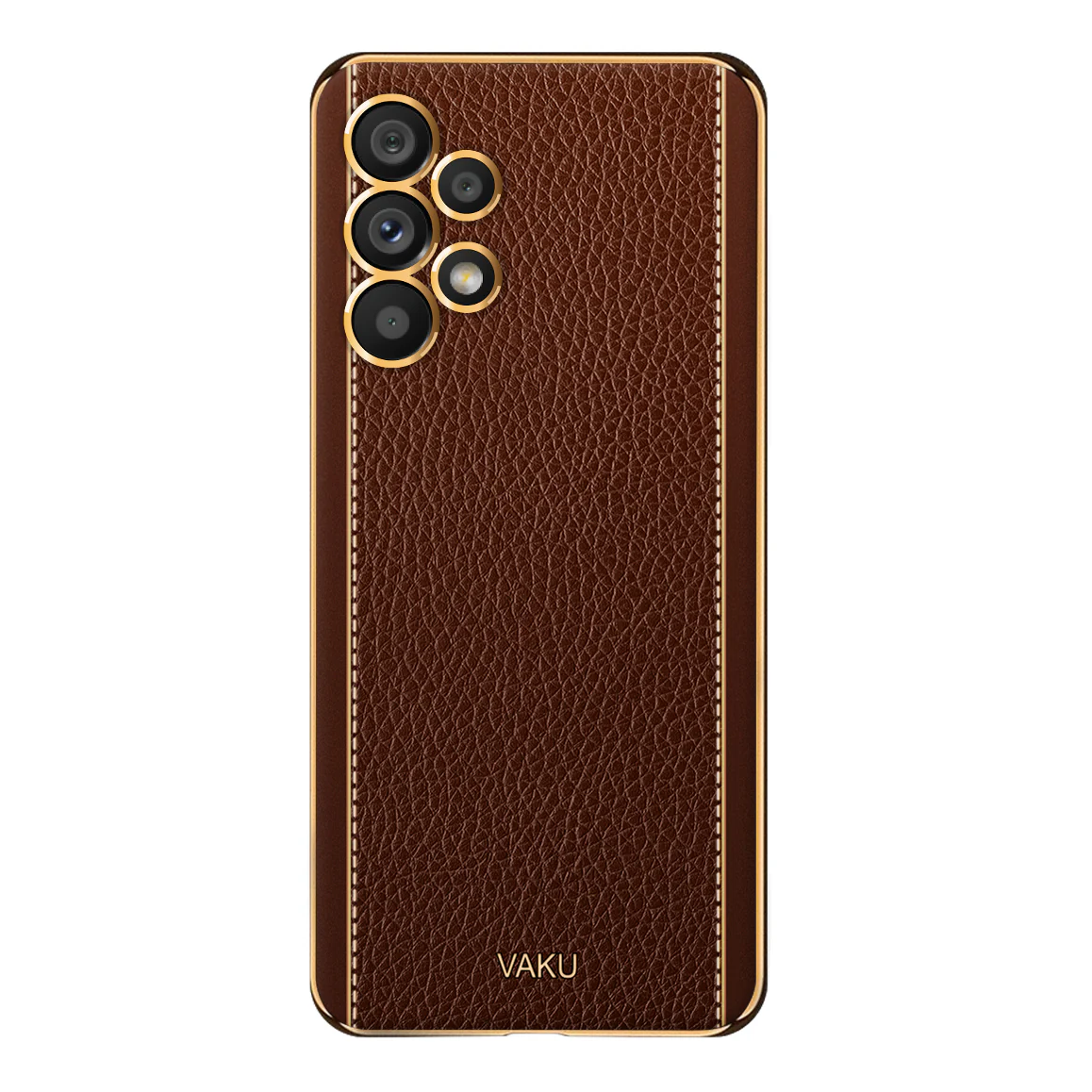 Vaku® Samsung Galaxy A13 Luxemberg Leather Stitched Gold Electroplated Soft TPU Back Cover - Image 14