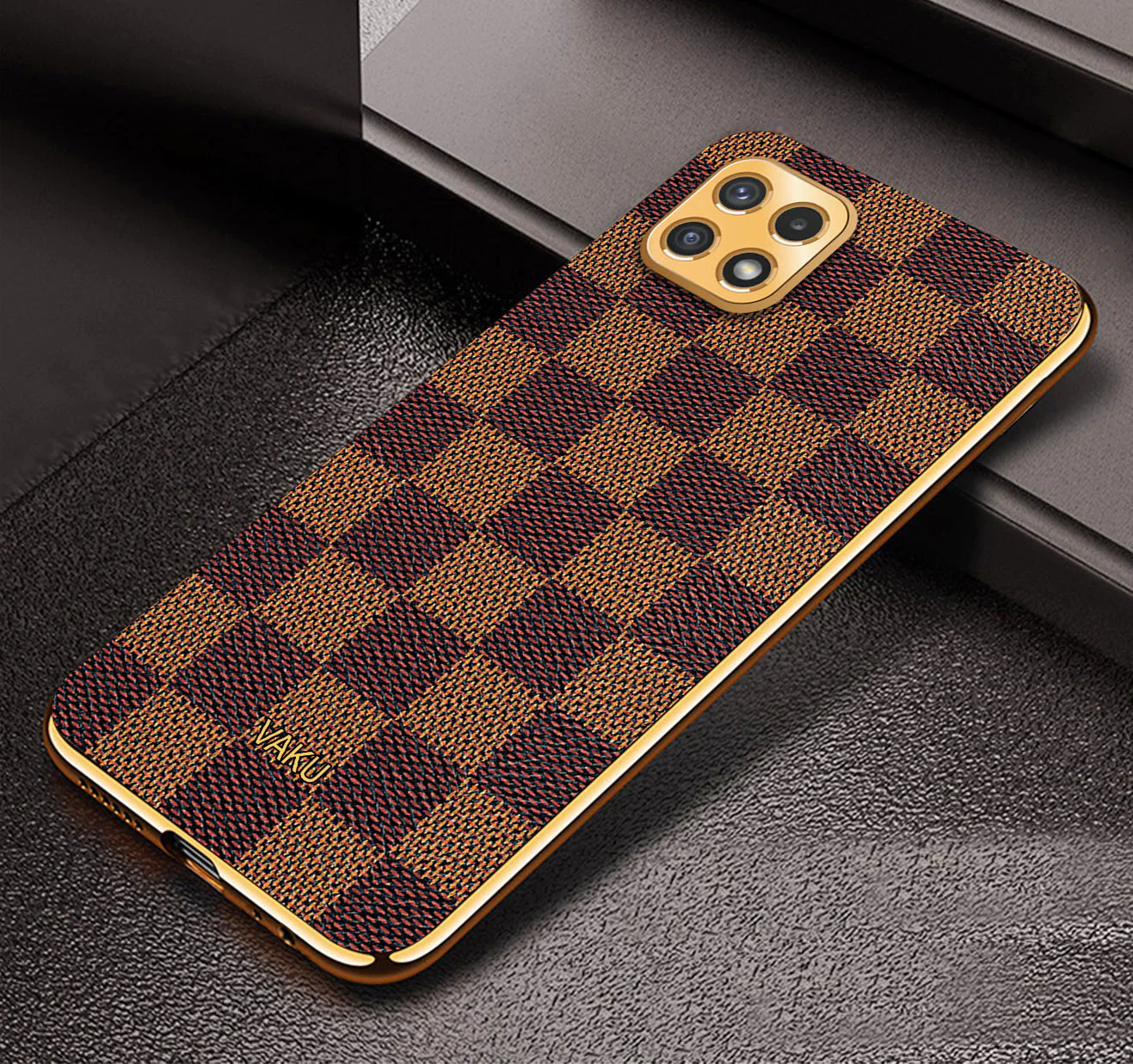 Vaku® Samsung Galaxy A22 5G Cheron Leather Electroplated Soft TPU Back Cover - Image 3