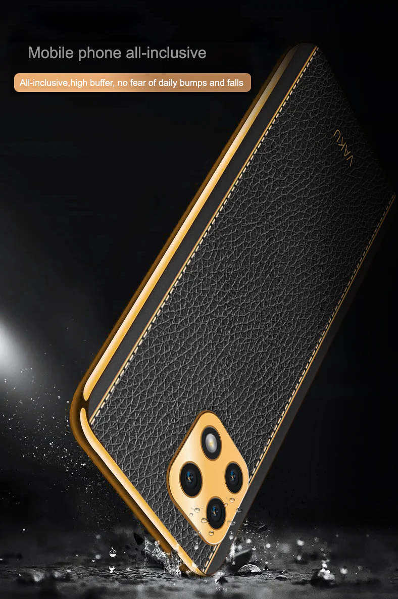 Vaku® Samsung Galaxy A22 5G Luxemberg Series Leather Stitched Gold Electroplated Soft TPU Back Cover - Image 10