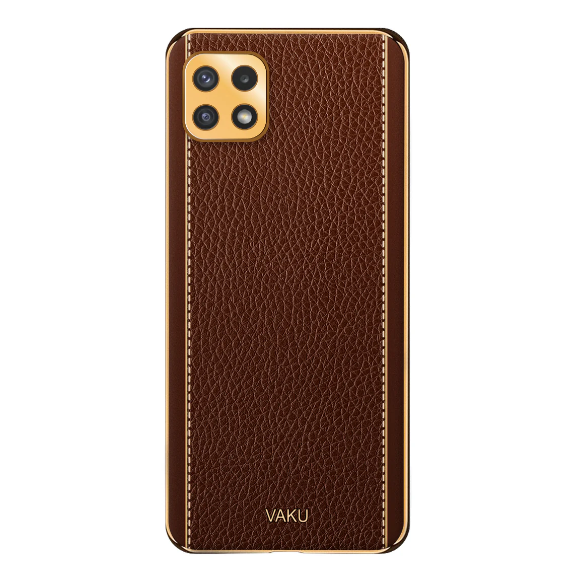 Vaku® Samsung Galaxy A22 5G Luxemberg Series Leather Stitched Gold Electroplated Soft TPU Back Cover - Image 15