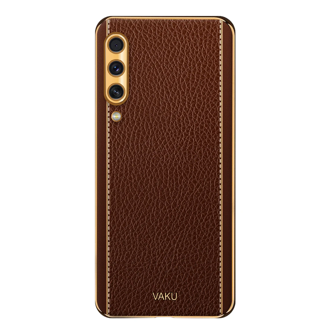 Vaku® Samsung Galaxy A50s Luxemberg Series Leather Stitched Gold Electroplated Soft TPU Back Cover - Image 13