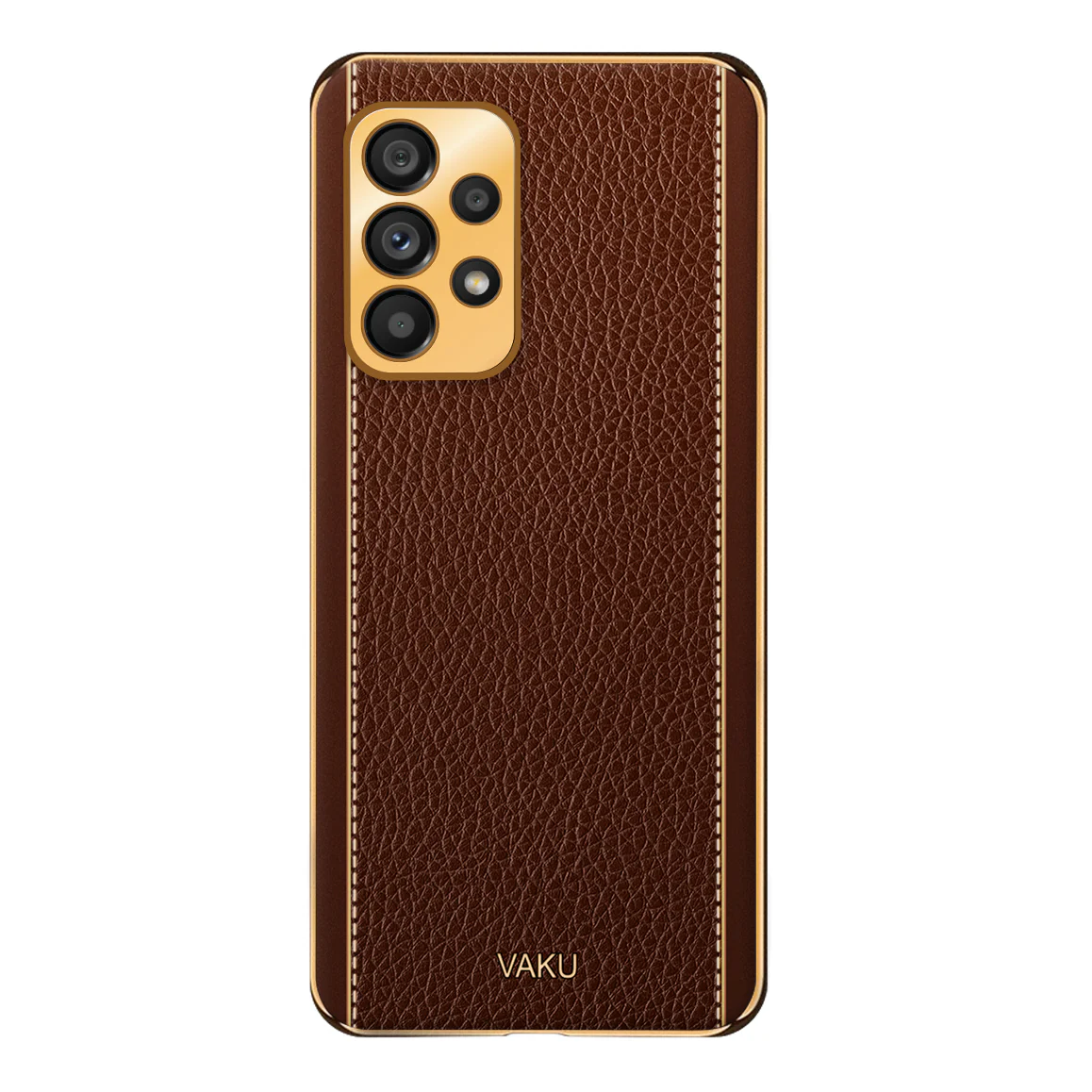 Vaku® Samsung Galaxy A52s Luxemberg Series Leather Stitched Gold Electroplated Soft TPU Back Cover - Image 11