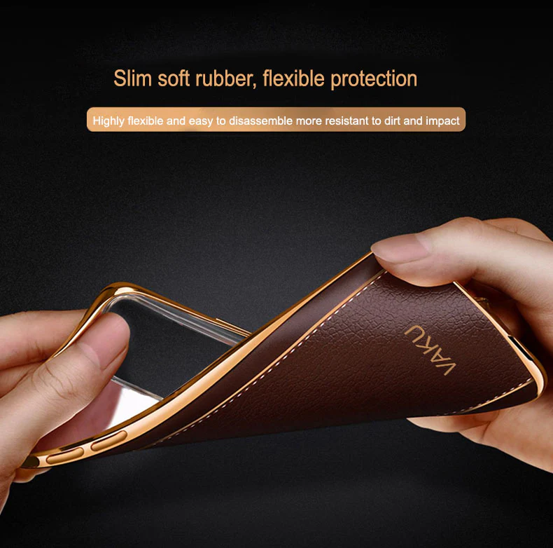 Vaku® Samsung Galaxy M12 Luxemberg Series Leather Stitched Gold Electroplated Soft TPU Back Cover - Image 8
