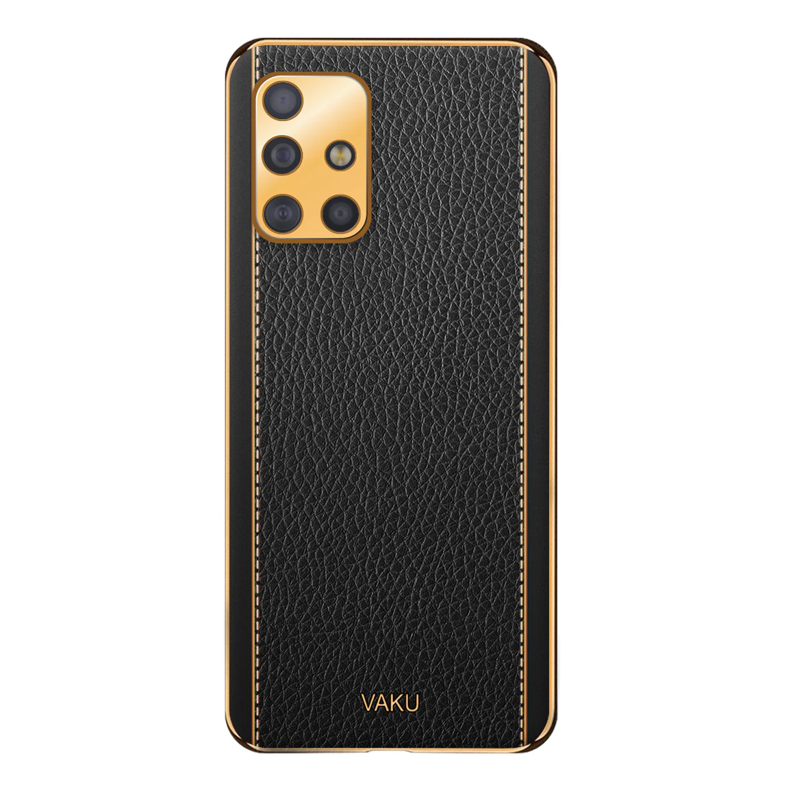Vaku® Samsung Galaxy M51 Luxemberg Series Leather Stitched Gold Electroplated Soft TPU Back Cover - Image 7