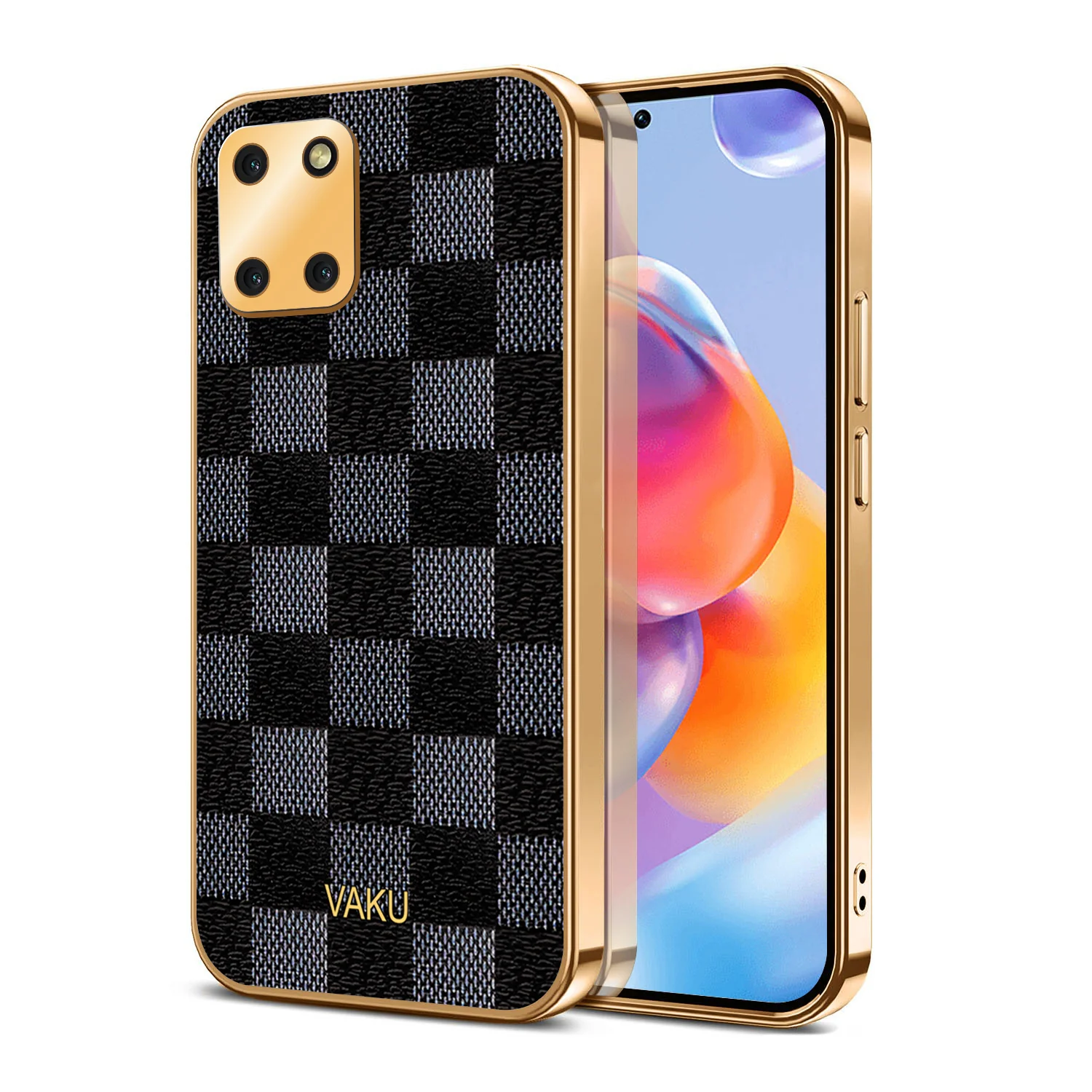Vaku® Samsung Galaxy Note 10 Lite Cheron Series Leather Stitched Gold Electroplated Soft TPU Back Cover - Image 2
