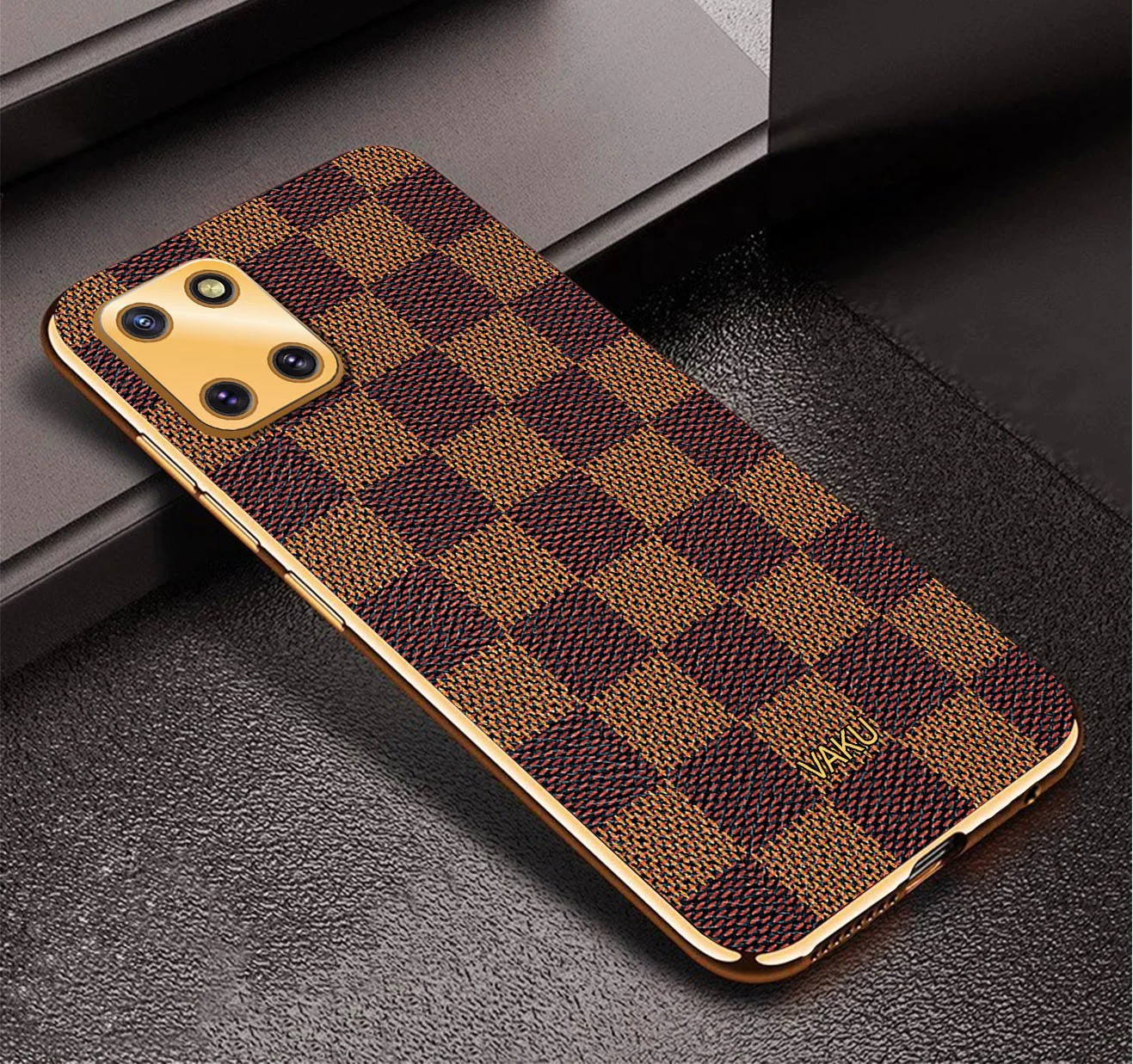 Vaku® Samsung Galaxy Note 10 Lite Cheron Series Leather Stitched Gold Electroplated Soft TPU Back Cover - Image 3
