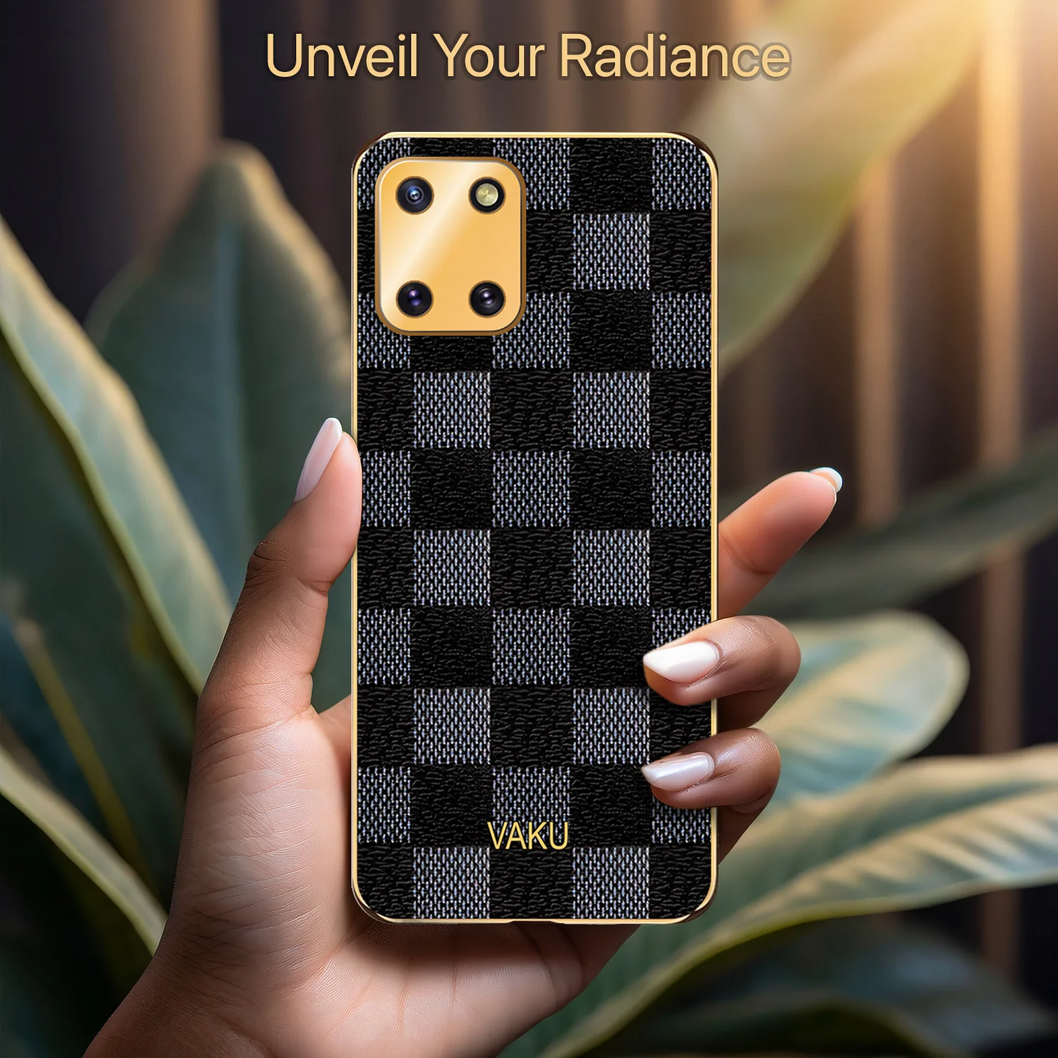 Vaku® Samsung Galaxy Note 10 Lite Cheron Series Leather Stitched Gold Electroplated Soft TPU Back Cover - Image 4