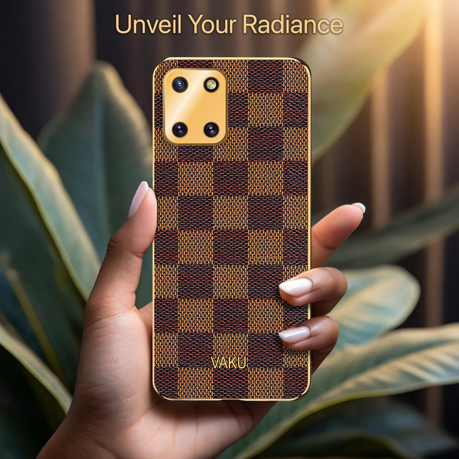 Vaku® Samsung Galaxy Note 10 Lite Cheron Series Leather Stitched Gold Electroplated Soft TPU Back Cover - Image 7