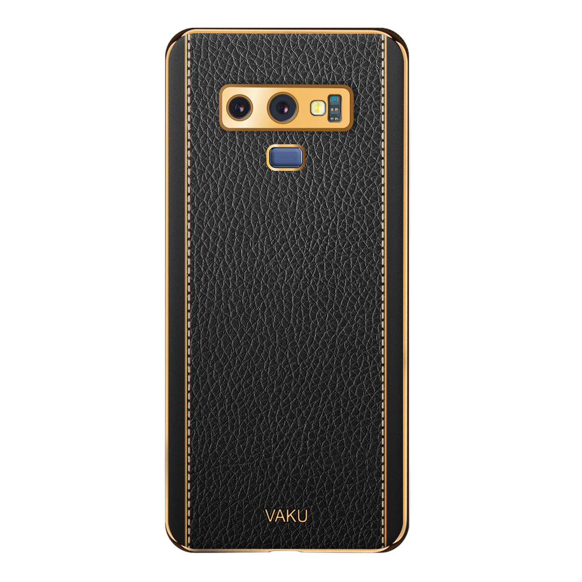 Vaku® Samsung Galaxy Note 9 Luxemberg Series Leather Stitched Gold Electroplated Soft TPU Back Cover - Image 12