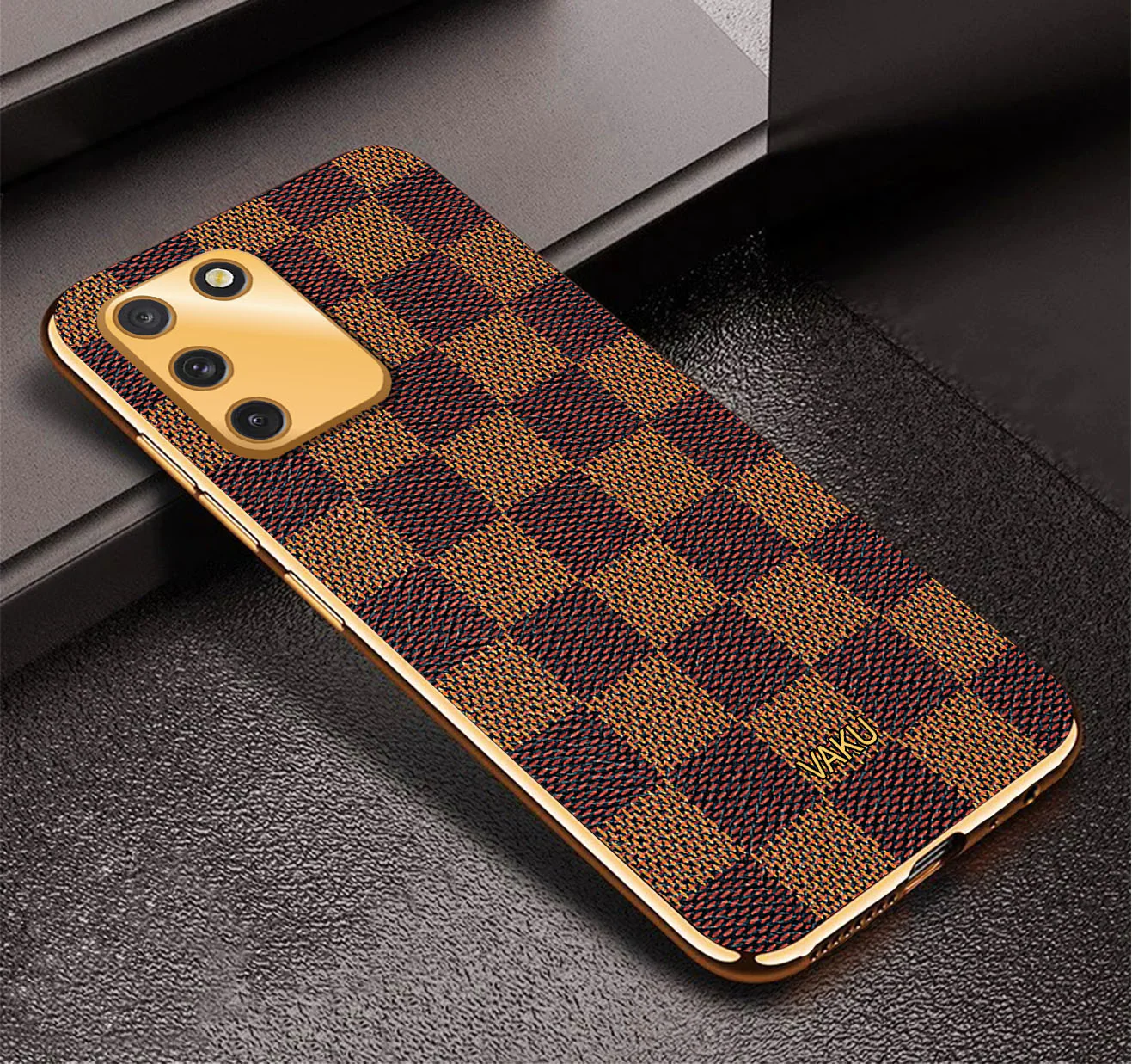 Vaku® Samsung Galaxy S10 lite Cheron Series Leather Stitched Gold Electroplated Soft TPU Back Cover - Image 3