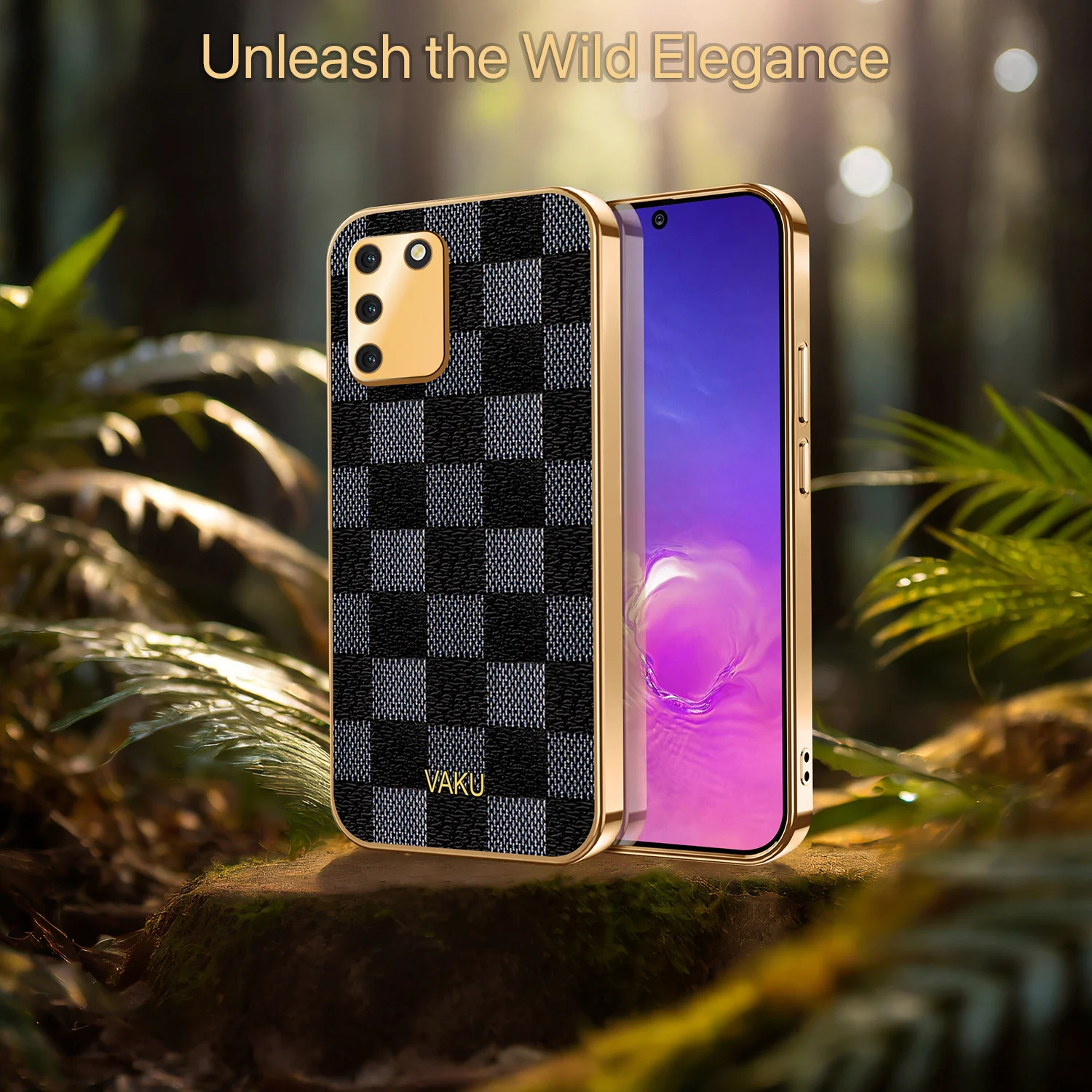 Vaku® Samsung Galaxy S10 lite Cheron Series Leather Stitched Gold Electroplated Soft TPU Back Cover - Image 5