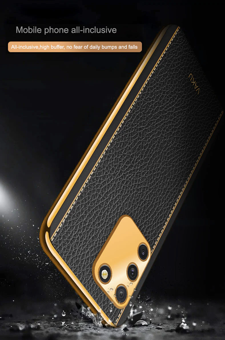 Vaku® Samsung Galaxy S10 Lite Luxemberg Series Leather Stitched Gold Electroplated Soft TPU Back Cover - Image 11
