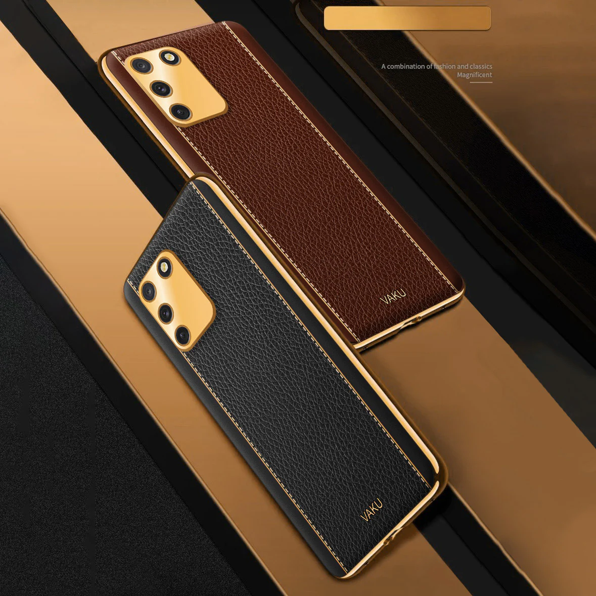 Vaku® Samsung Galaxy S10 Lite Luxemberg Series Leather Stitched Gold Electroplated Soft TPU Back Cover - Image 15