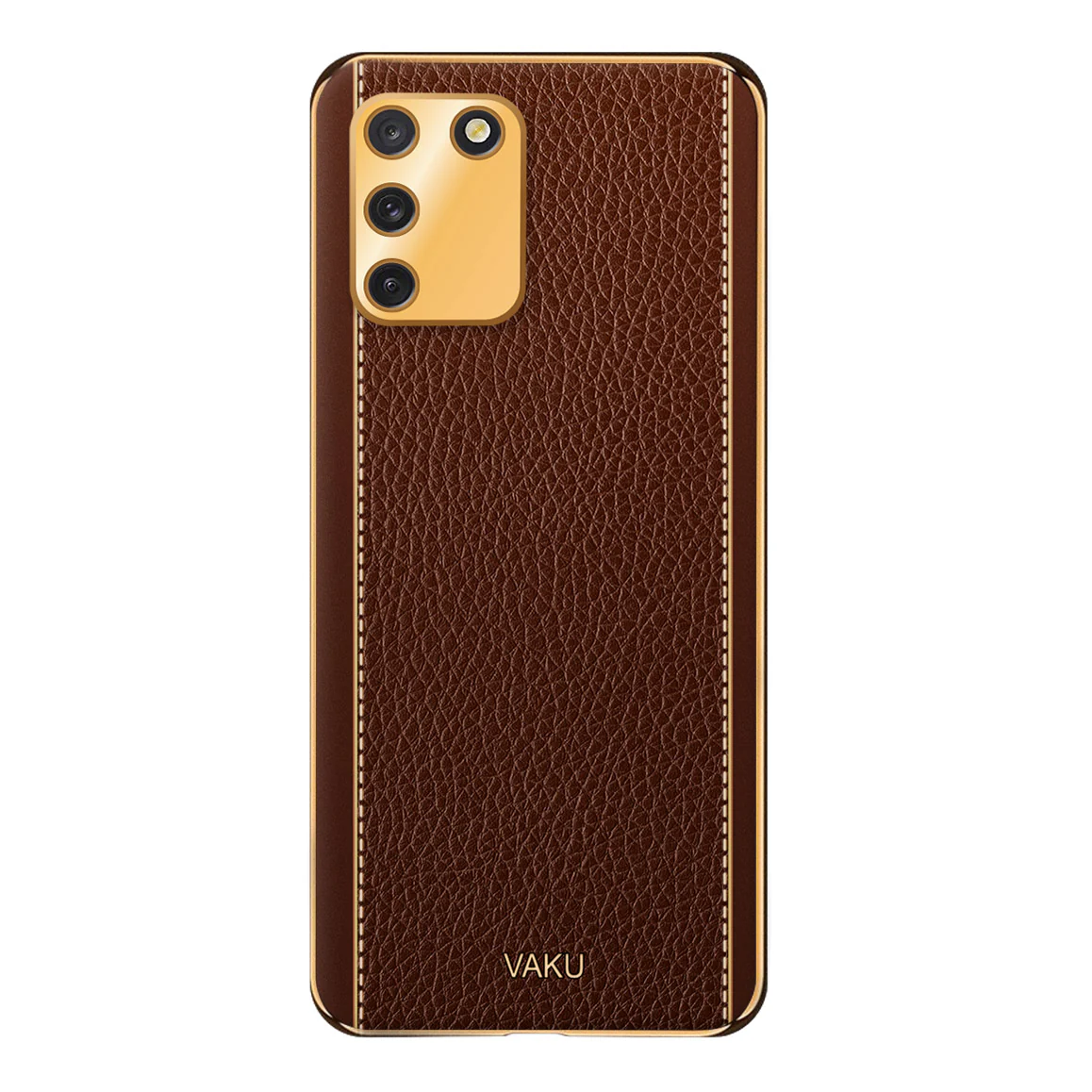 Vaku® Samsung Galaxy S10 Lite Luxemberg Series Leather Stitched Gold Electroplated Soft TPU Back Cover - Image 16