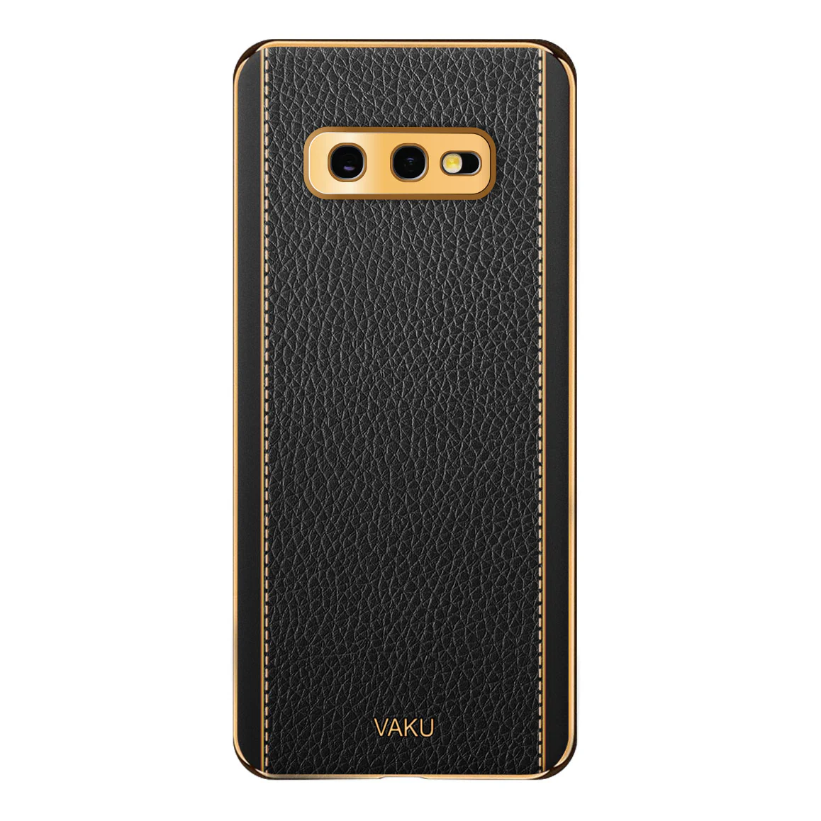 Vaku® Samsung Galaxy S10e Luxemberg Leather Stitched Gold Electroplated Soft TPU Back Cover - Image 10