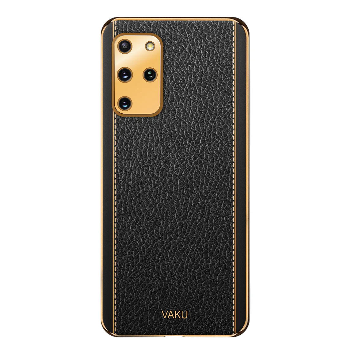 Vaku® Samsung Galaxy S20 Plus Luxemberg Series Leather Stitched Gold Electroplated Soft TPU Back Cover - Image 11