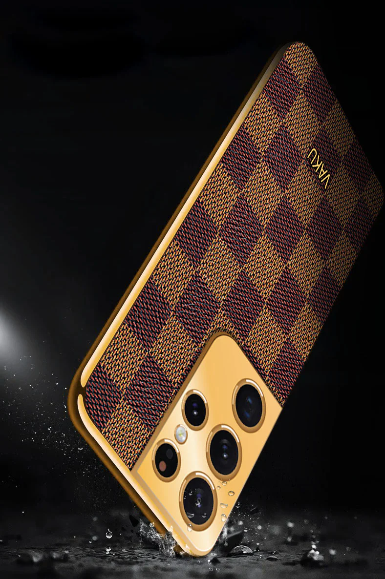 Vaku® Samsung Galaxy S21 Ultra Cheron Leather Electroplated Soft TPU Back Cover - Image 10