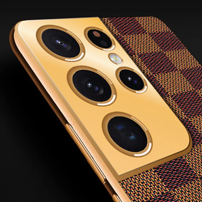 Vaku® Samsung Galaxy S21 Ultra Cheron Leather Electroplated Soft TPU Back Cover - Image 2