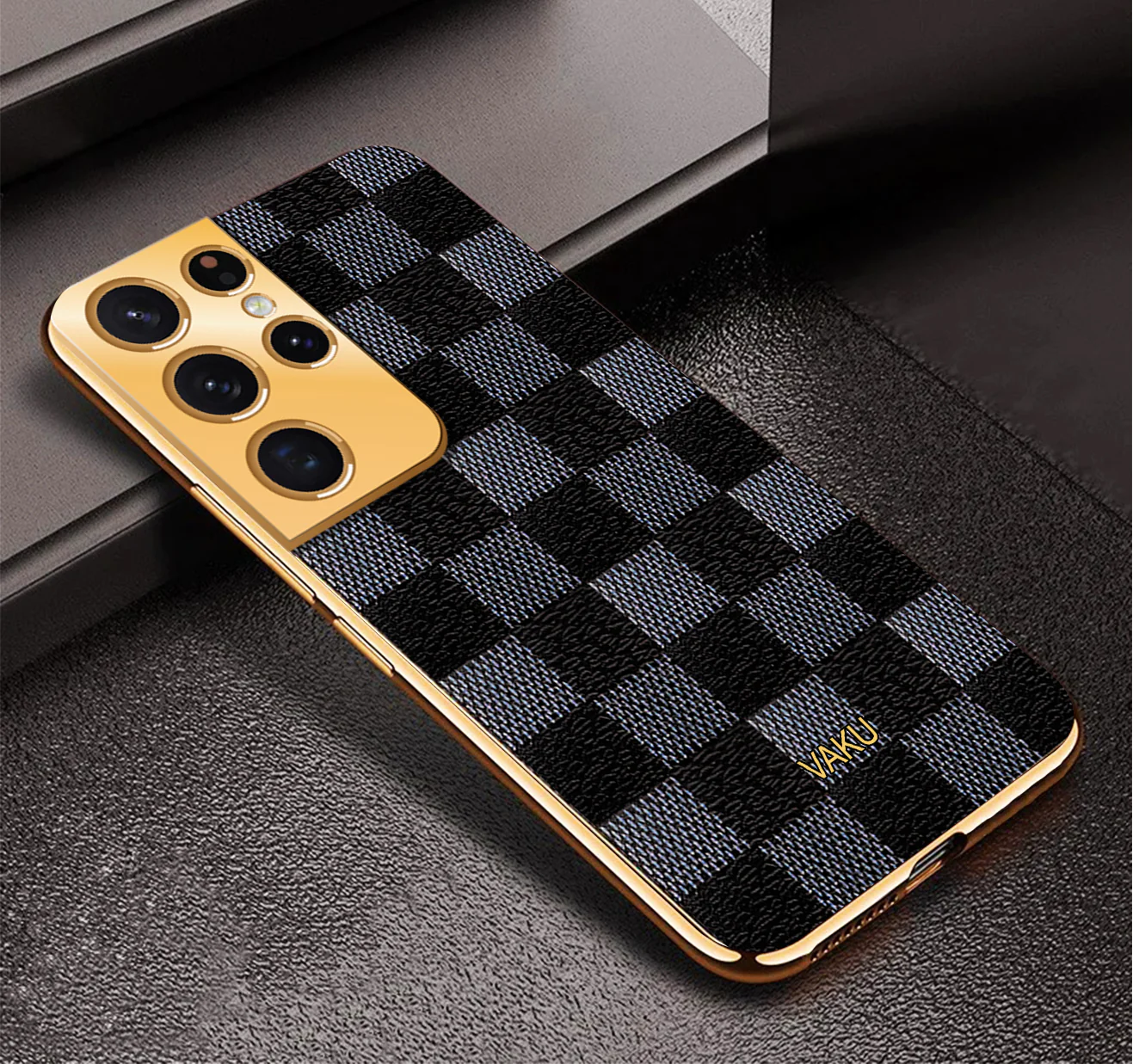 Vaku® Samsung Galaxy S21 Ultra Cheron Leather Electroplated Soft TPU Back Cover - Image 3