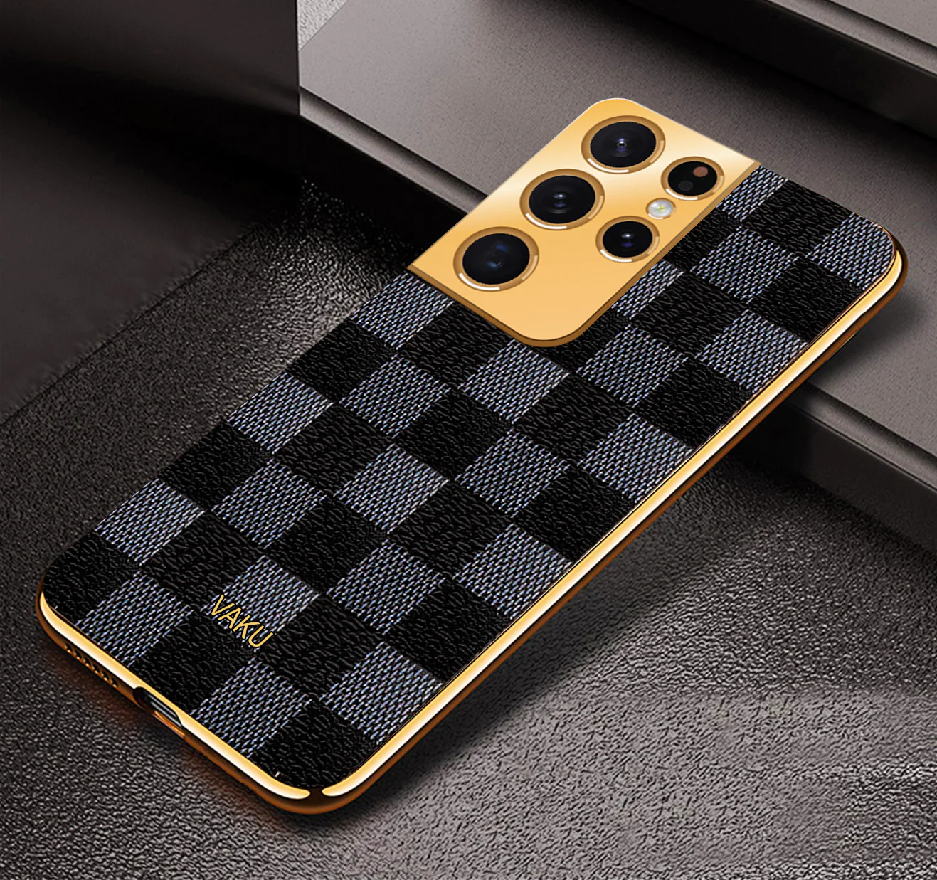 Vaku® Samsung Galaxy S21 Ultra Cheron Leather Electroplated Soft TPU Back Cover - Image 7