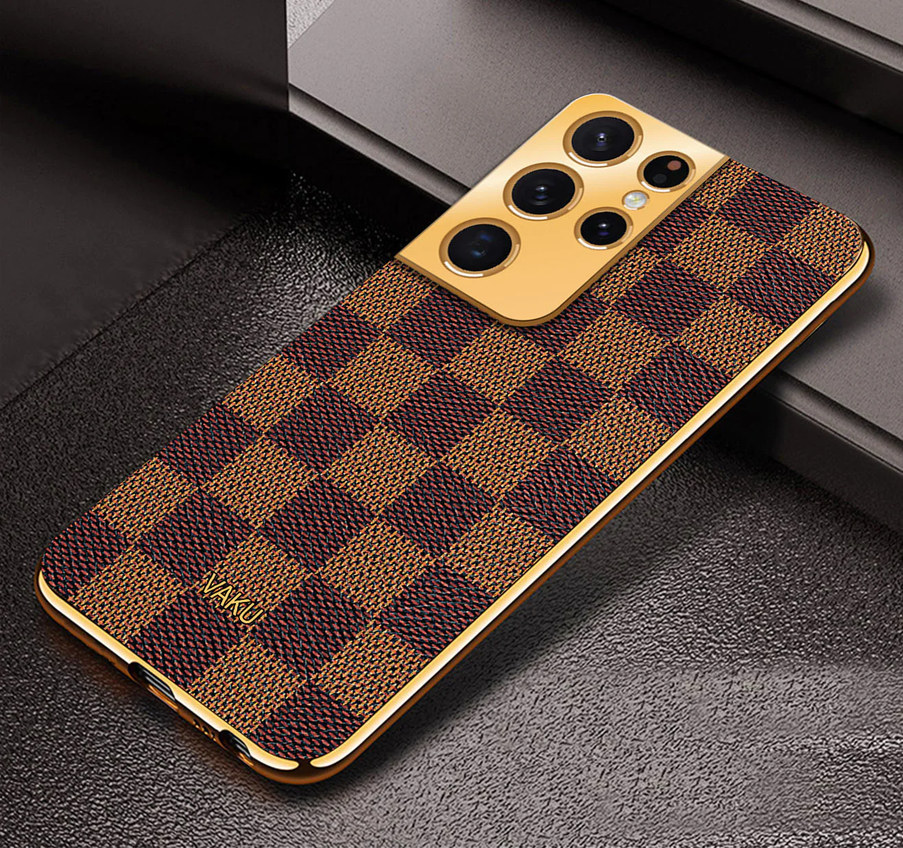 Vaku® Samsung Galaxy S21 Ultra Cheron Leather Electroplated Soft TPU Back Cover - Image 9