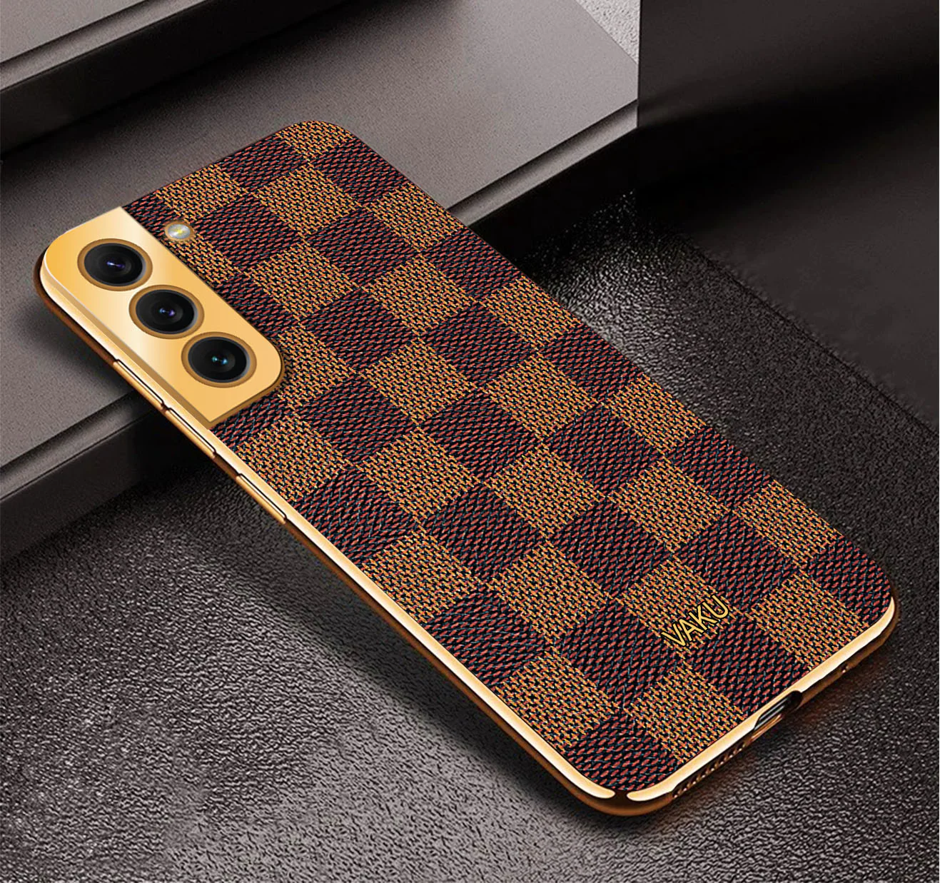 Vaku® Samsung Galaxy S22 Cheron Leather Electroplated Soft TPU Back Cover - Image 3