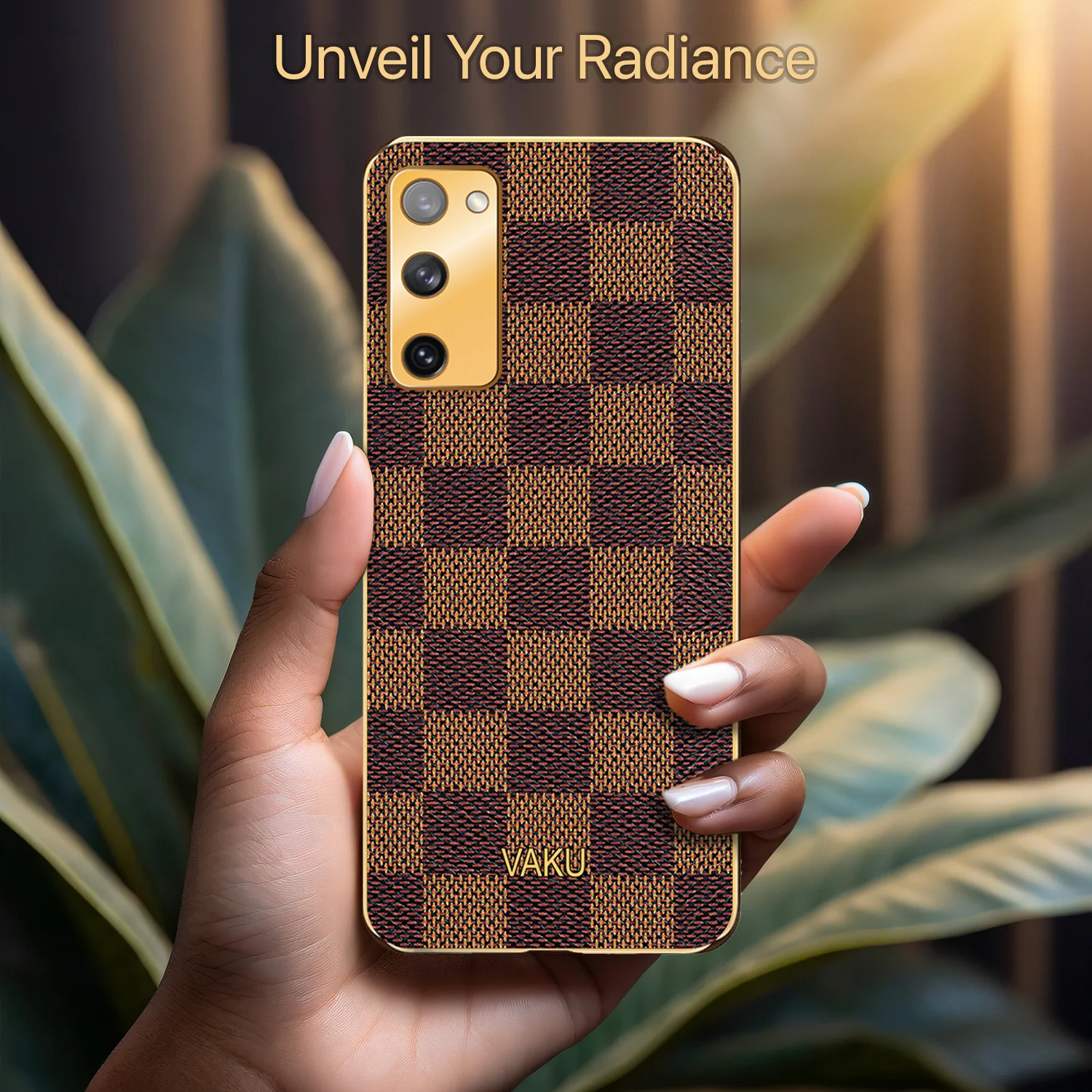 Vaku® Samsung Galaxy S22 Plus Cheron Leather Electroplated Soft TPU Back Cover - Image 7