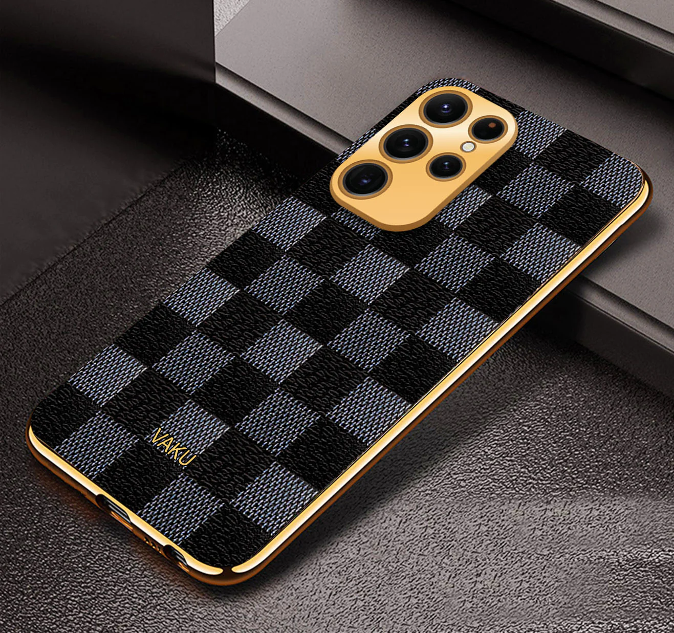Vaku® Samsung Galaxy S22 Ultra Cheron Leather Electroplated Soft TPU Back Cover - Image 10