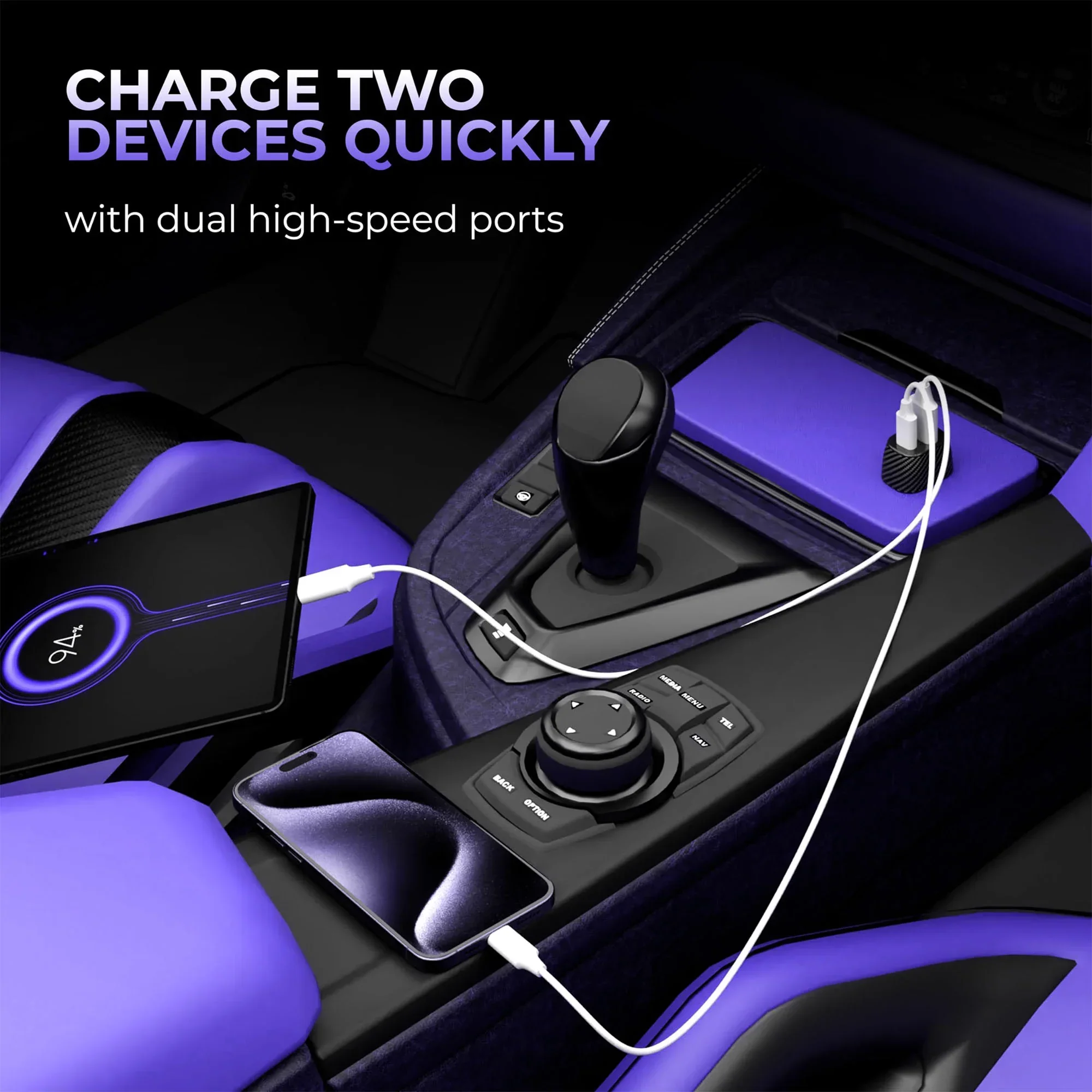 Vaku ® Trosvolt USB C 53W Dual Port Fast USB Car Charger With Power Delivery & Quick Charger 3.0 - Image 4