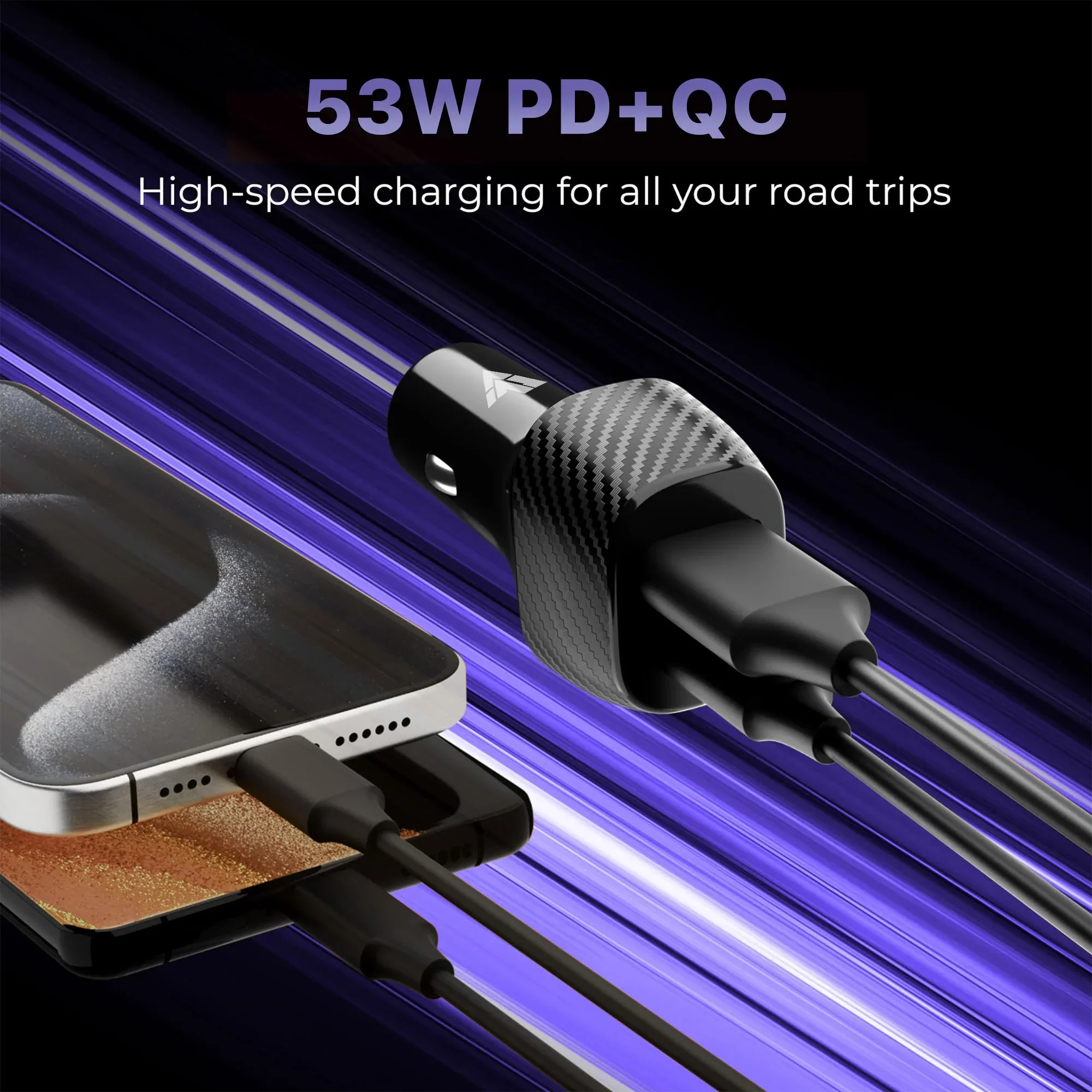 Vaku ® Trosvolt USB C 53W Dual Port Fast USB Car Charger With Power Delivery & Quick Charger 3.0 - Image 5
