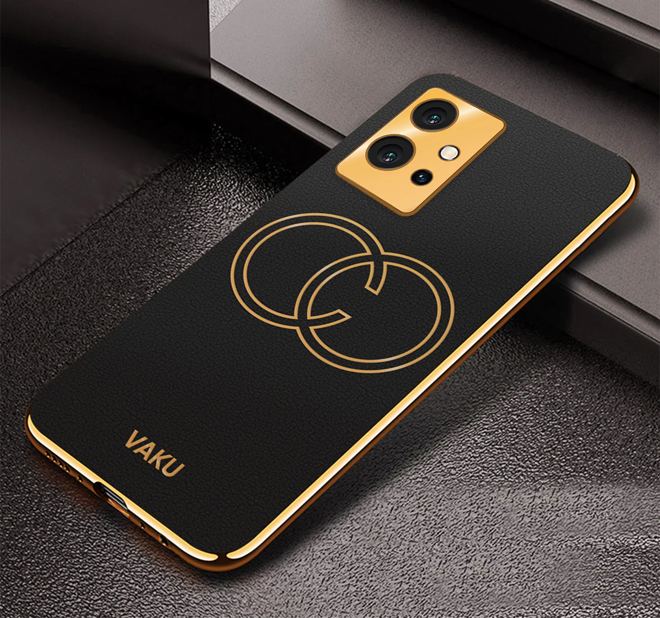 Vaku® Vivo T1 5G Skylar Leather Pattern Gold Electroplated Soft TPU Back Cover - Image 10