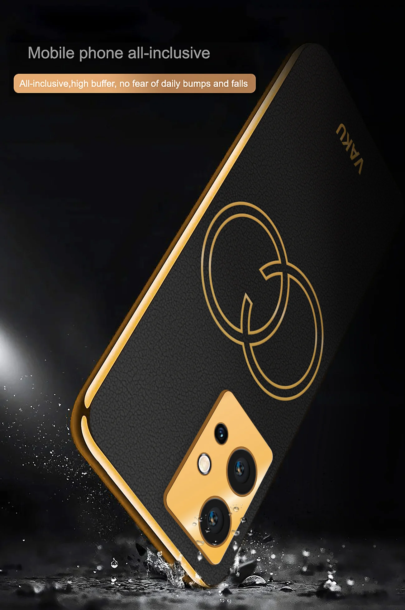 Vaku® Vivo T1 5G Skylar Leather Pattern Gold Electroplated Soft TPU Back Cover - Image 6